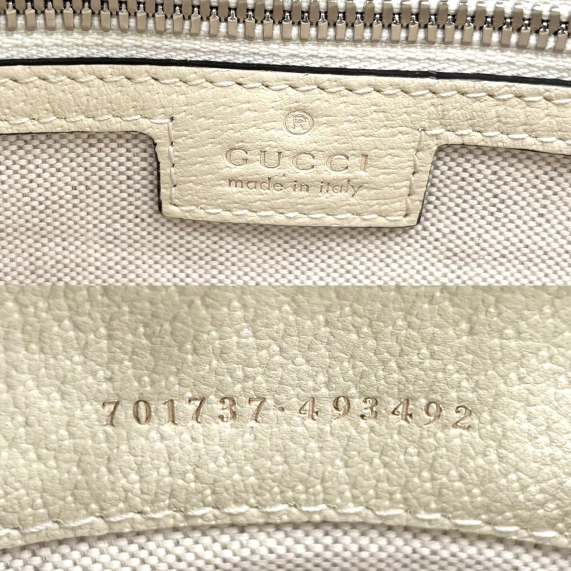 Gucci Ivory Canvas Leather Handbag Shoulder Bag Tote Bag (Pre-Owned)