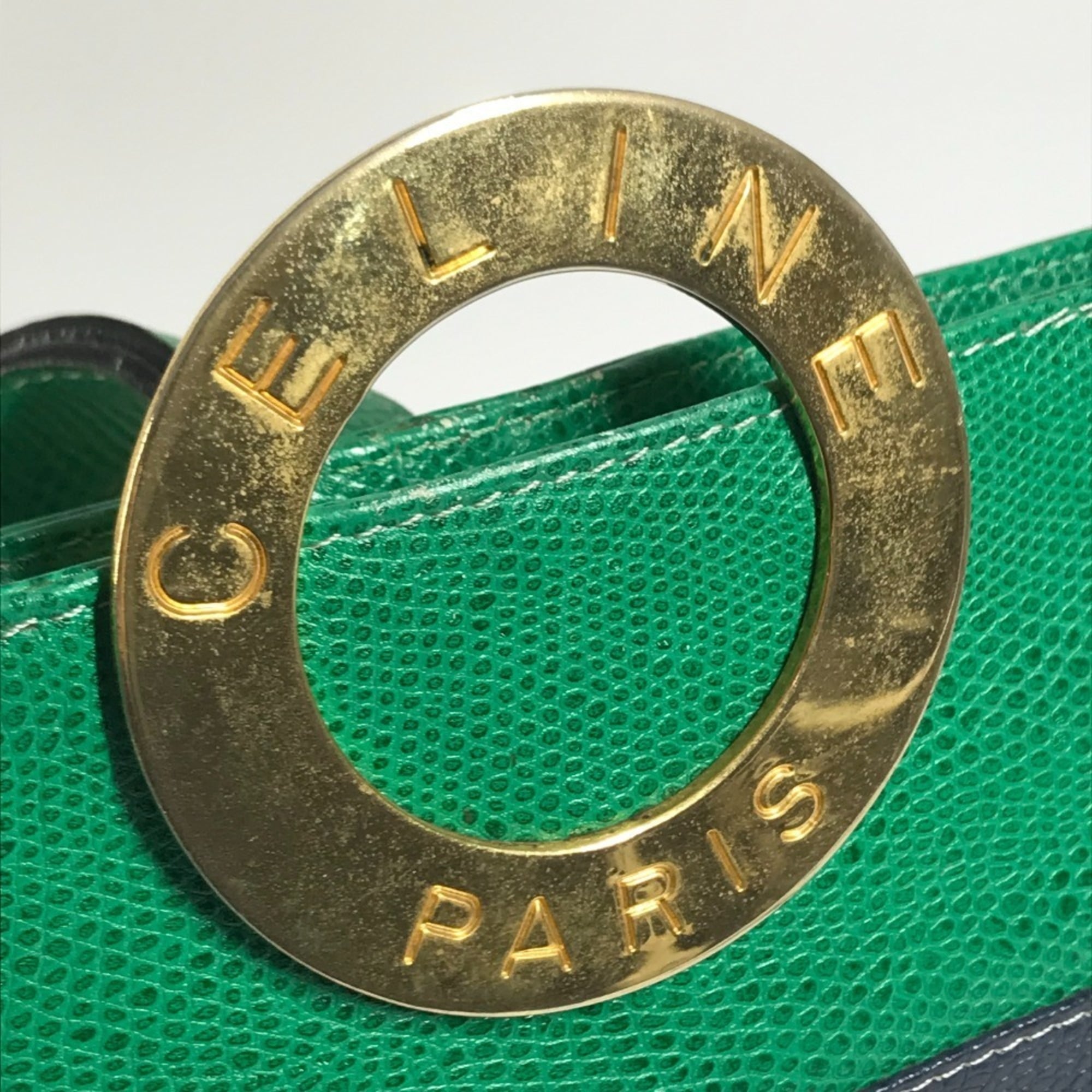 Celine Blue Green Red Color Yellow Leather Shoulder Bag (Pre-Owned)