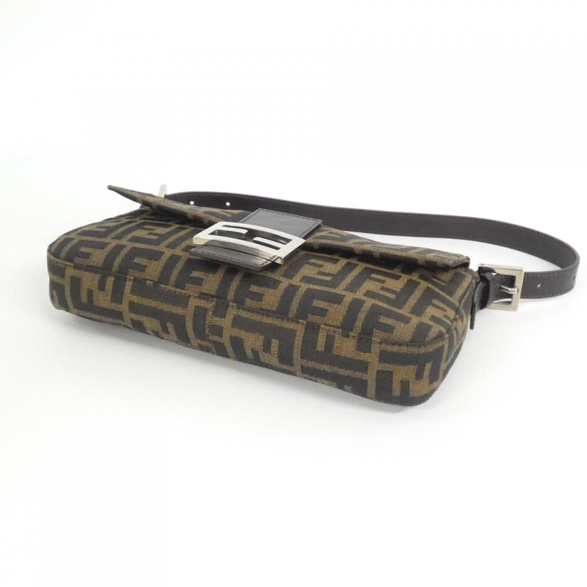 Fendi Baguette Brown Canvas Shoulder Bag (Pre-Owned)