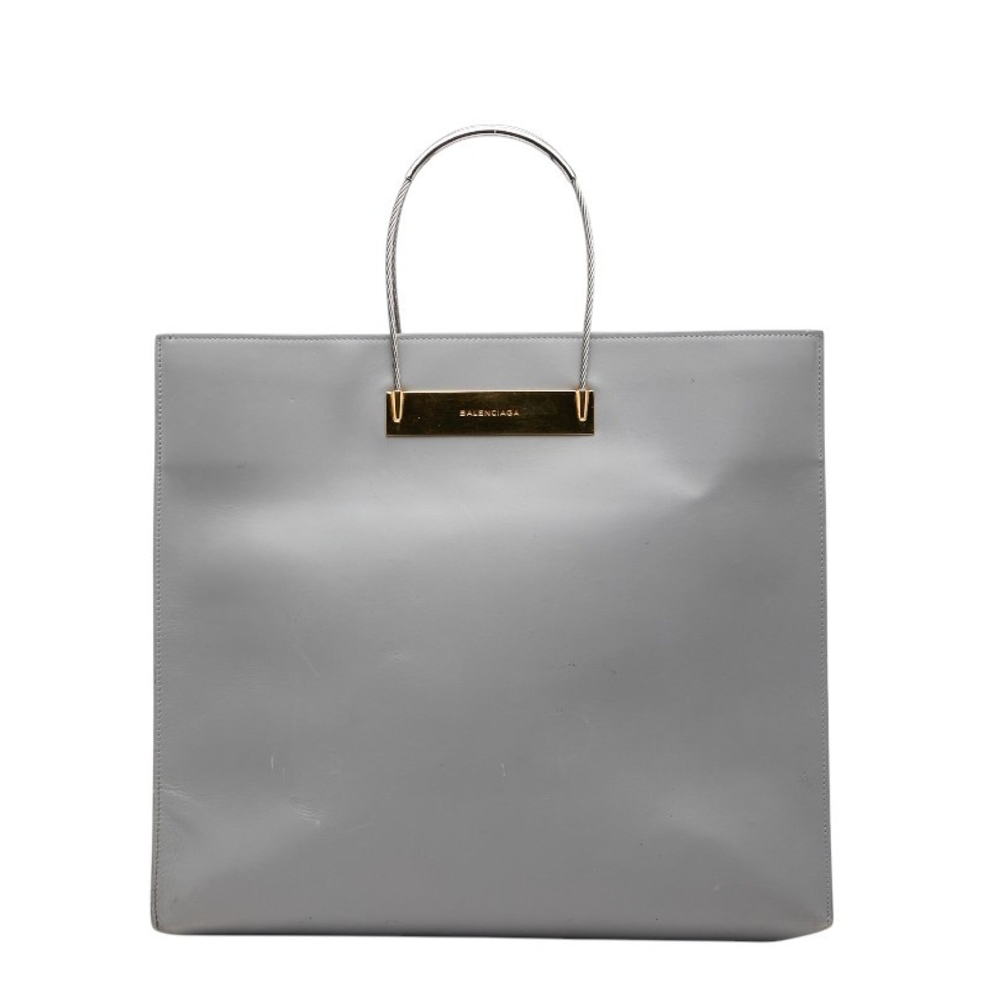 Balenciaga Gray Metal Leather Handbag Tote Bag (Pre-Owned)