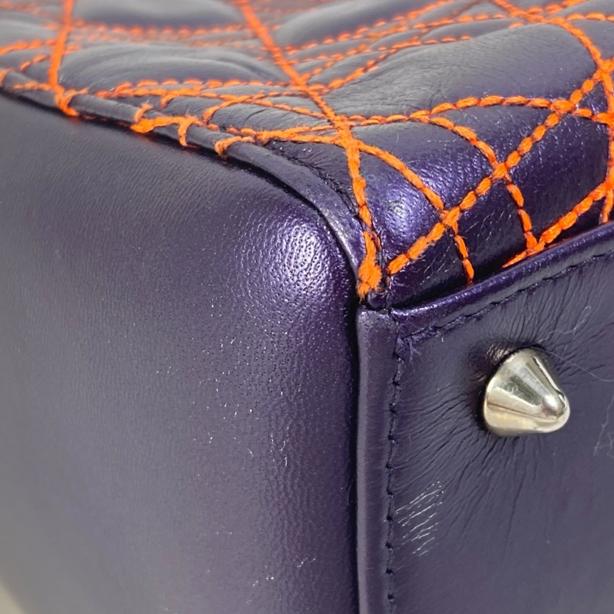 Christian Dior Orange Purple Leather Handbag Shoulder Bag (Pre-Owned)