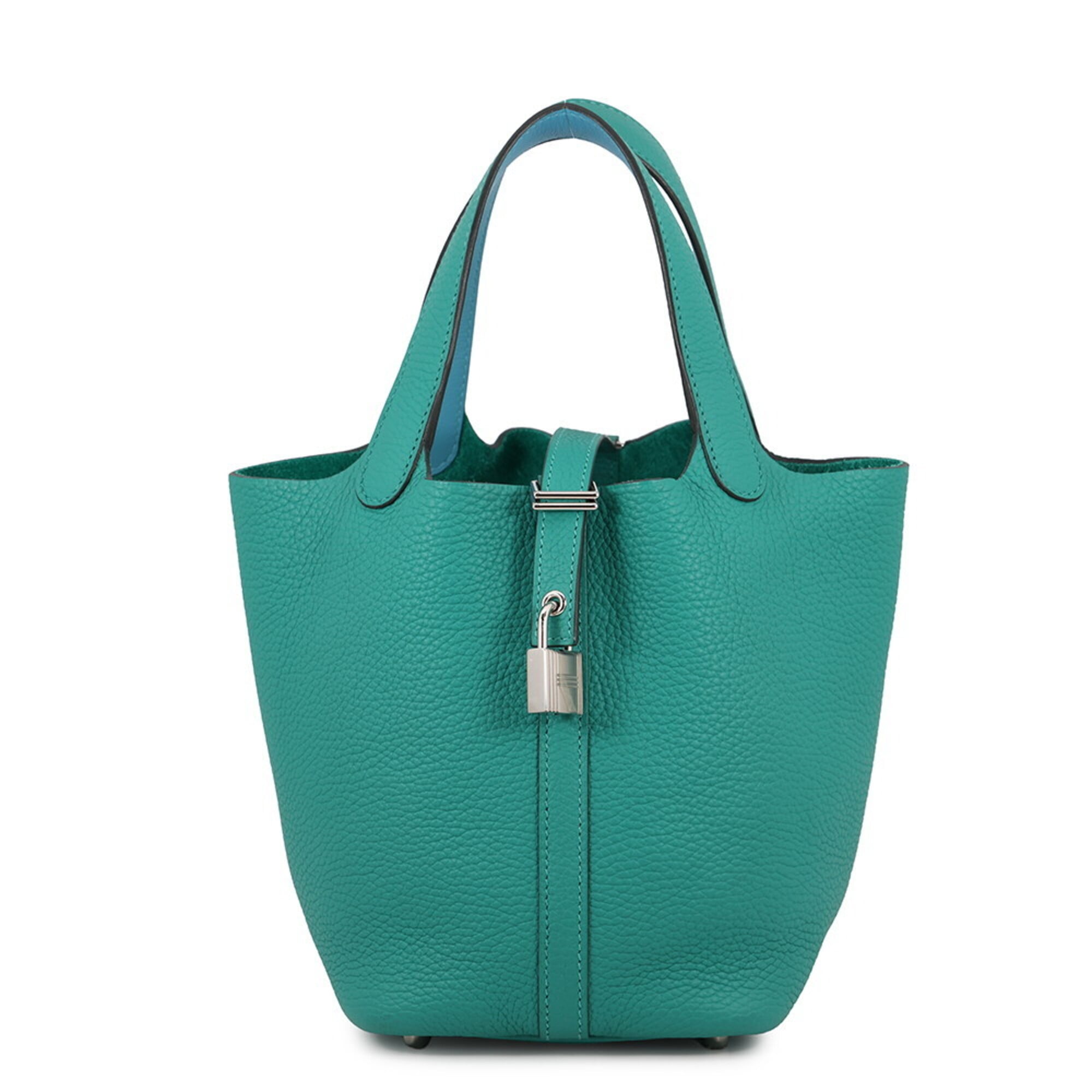 Hermes Picotin Silver Taurillon Clemence Leather Swift Leather Handbag (Pre-Owned)