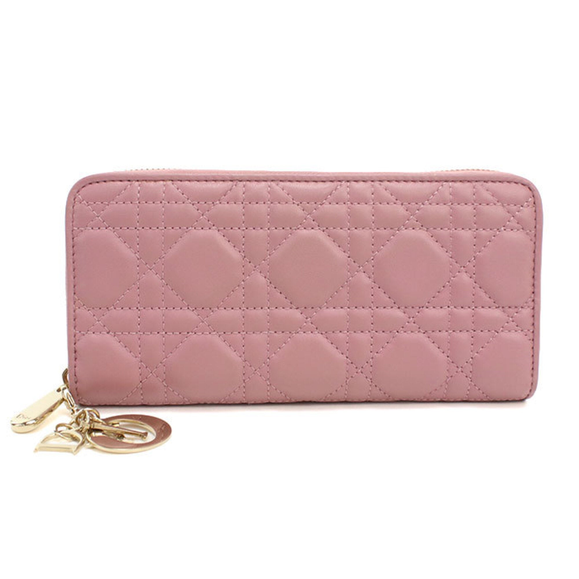 Christian Dior Pink Leather Long Wallet (Bi-Fold) (Pre-Owned)