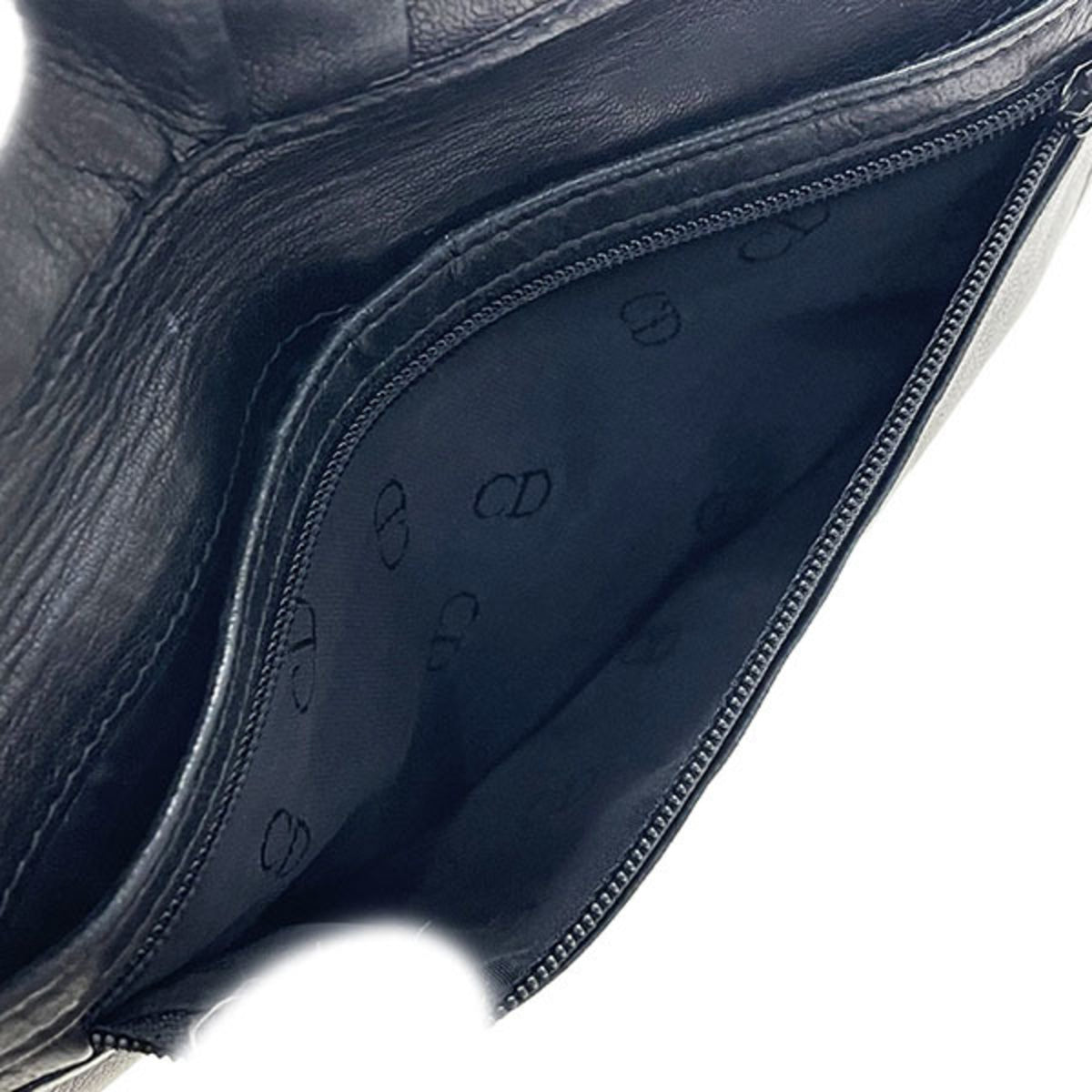 Christian Dior Black Leather Long Wallet (Tri-Fold) (Pre-Owned)