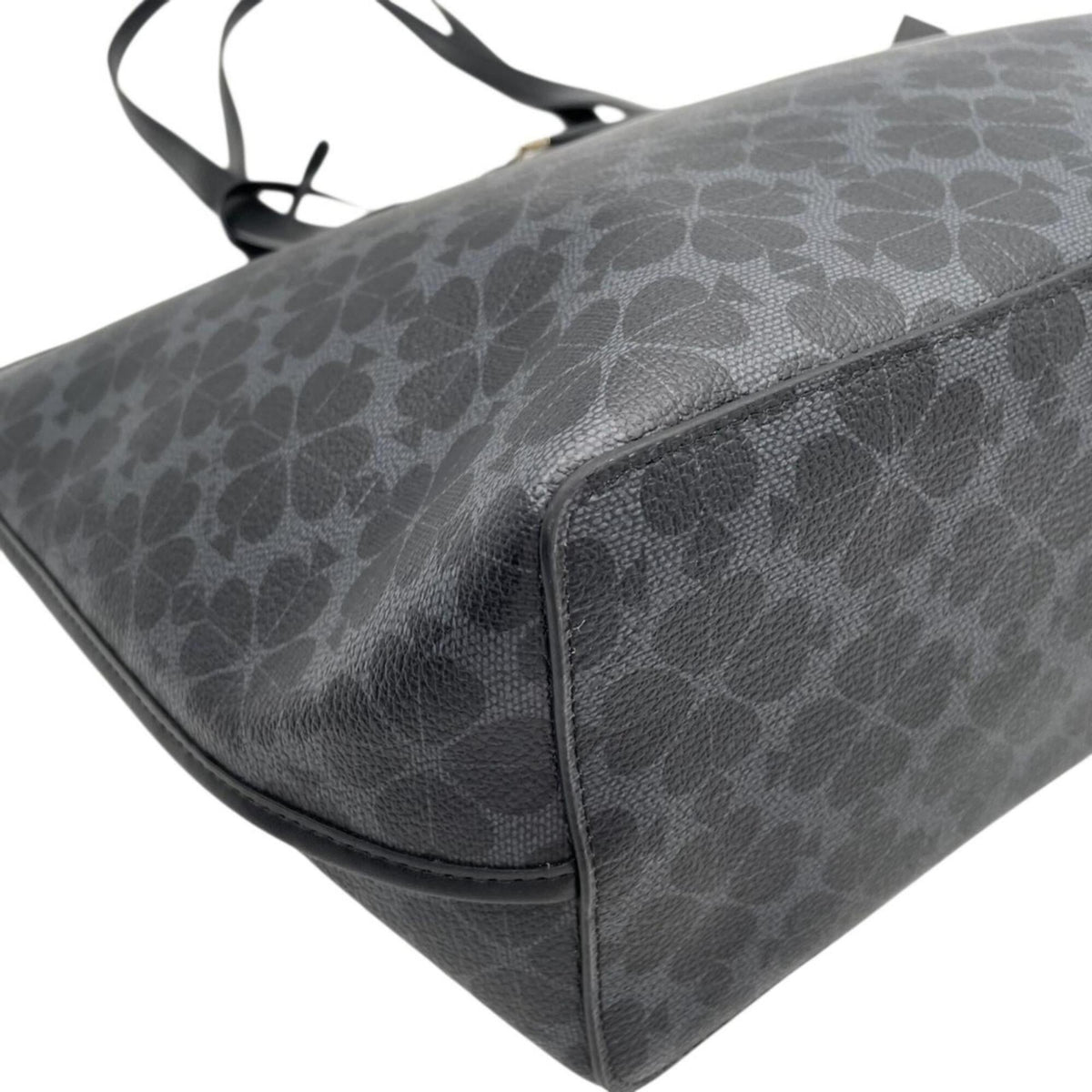 Kate Spade Black Gray Pvc Leather Tote Bag (Pre-Owned)