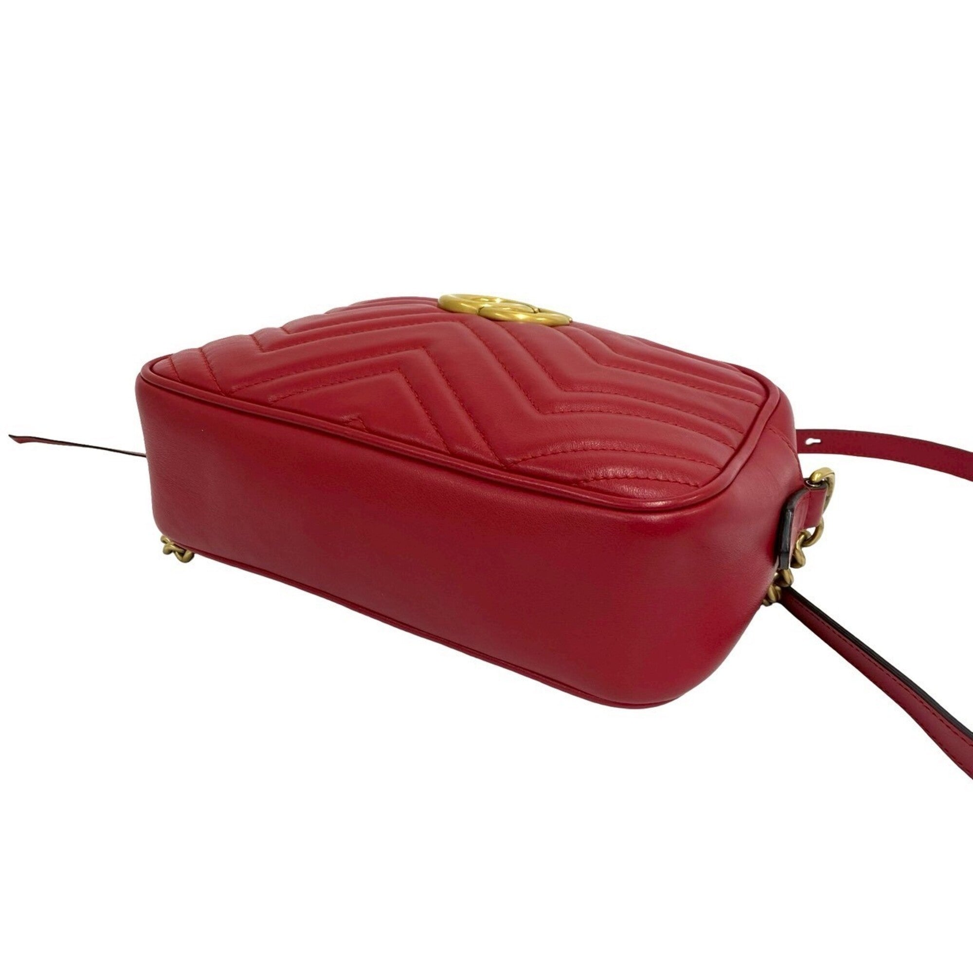 Gucci Red Color Leather Pochette Shoulder Bag (Pre-Owned)