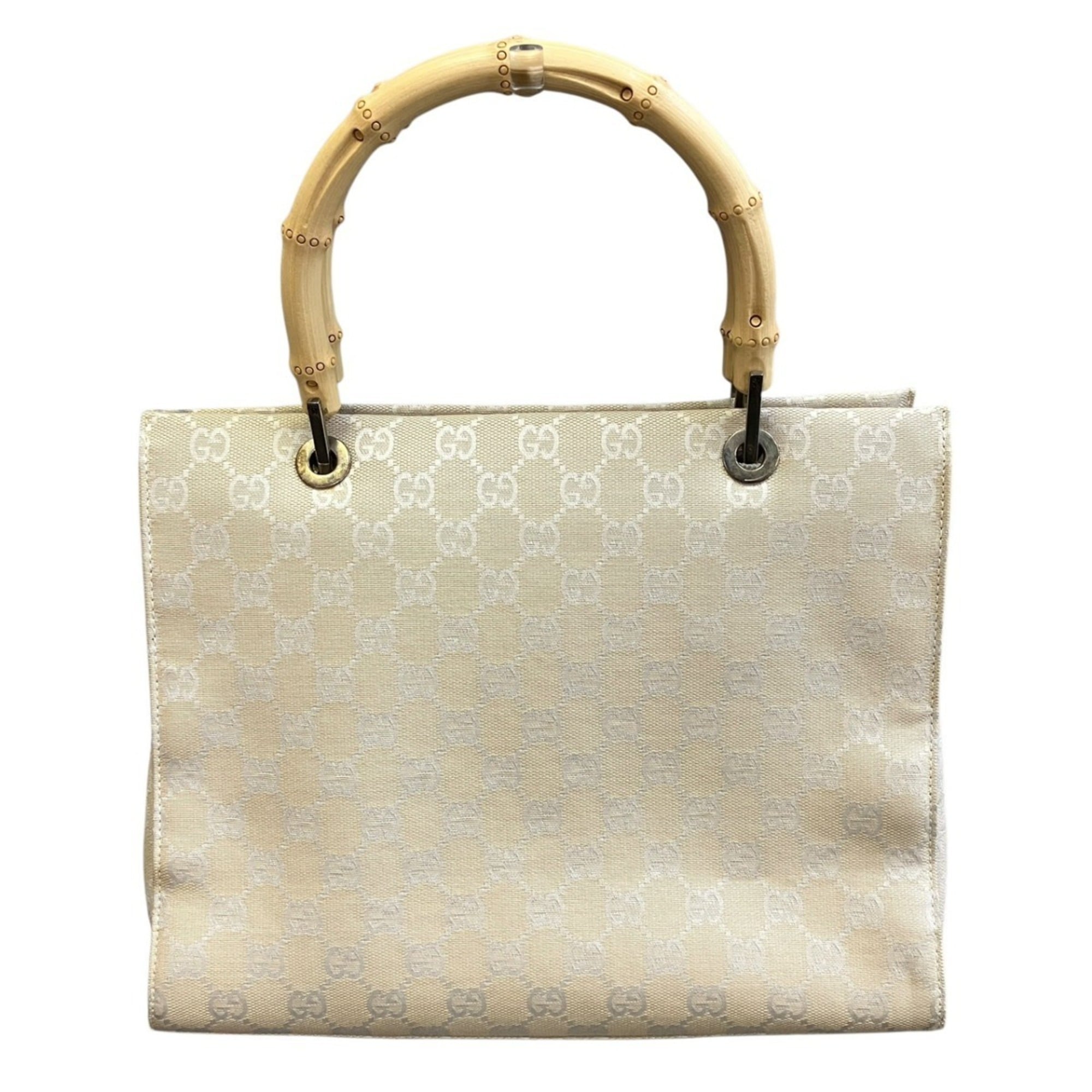 Gucci White Bamboo Nylon Handbag (Pre-Owned)