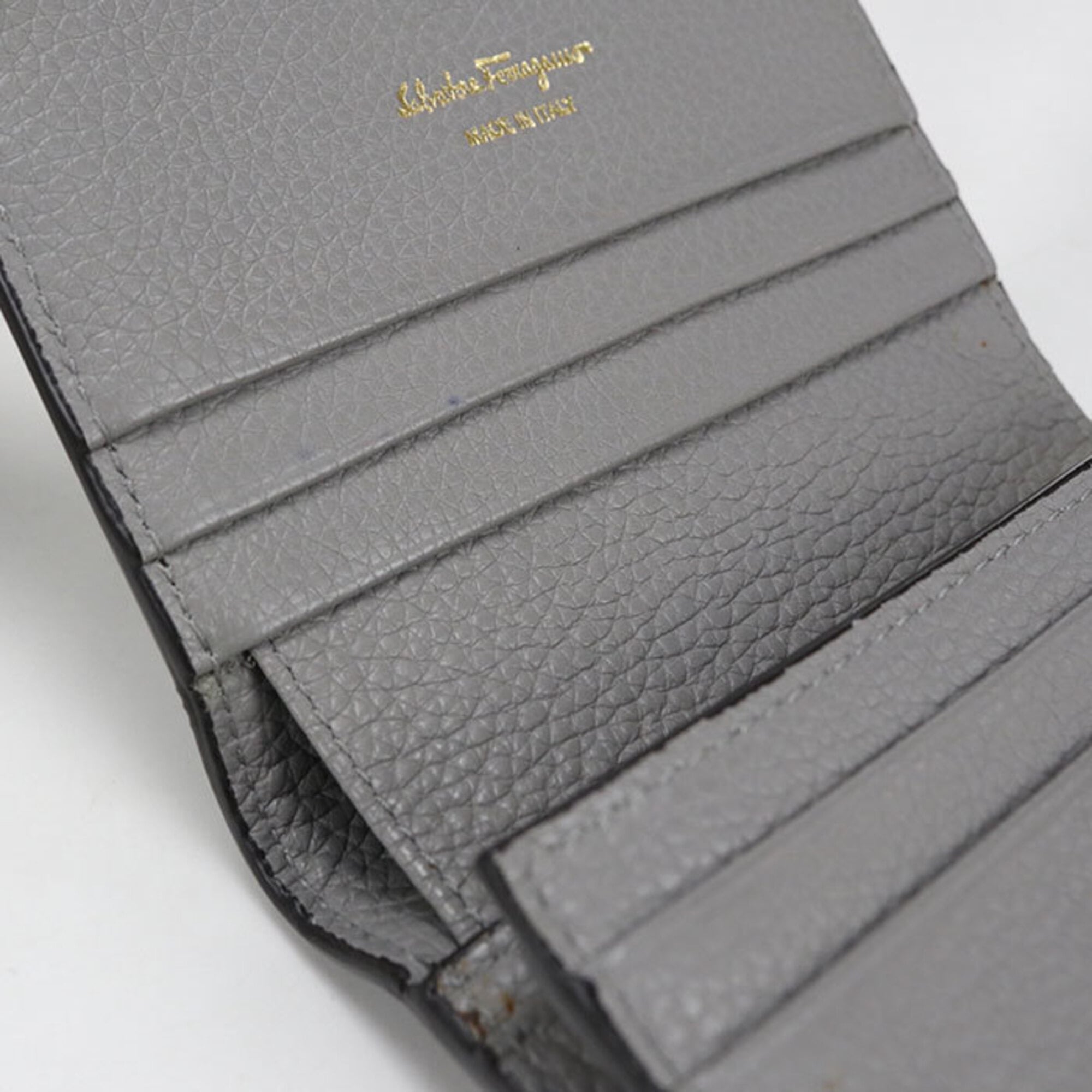 Salvatore Ferragamo Gray Leather Wallet (Bi-Fold) (Pre-Owned)
