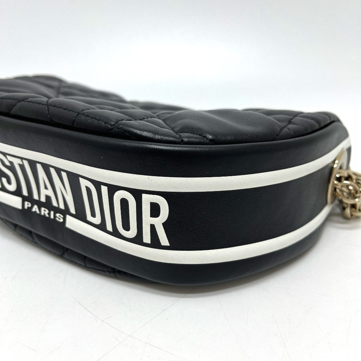 Christian Dior Black White Leather Handbag Shoulder Bag (Pre-Owned)