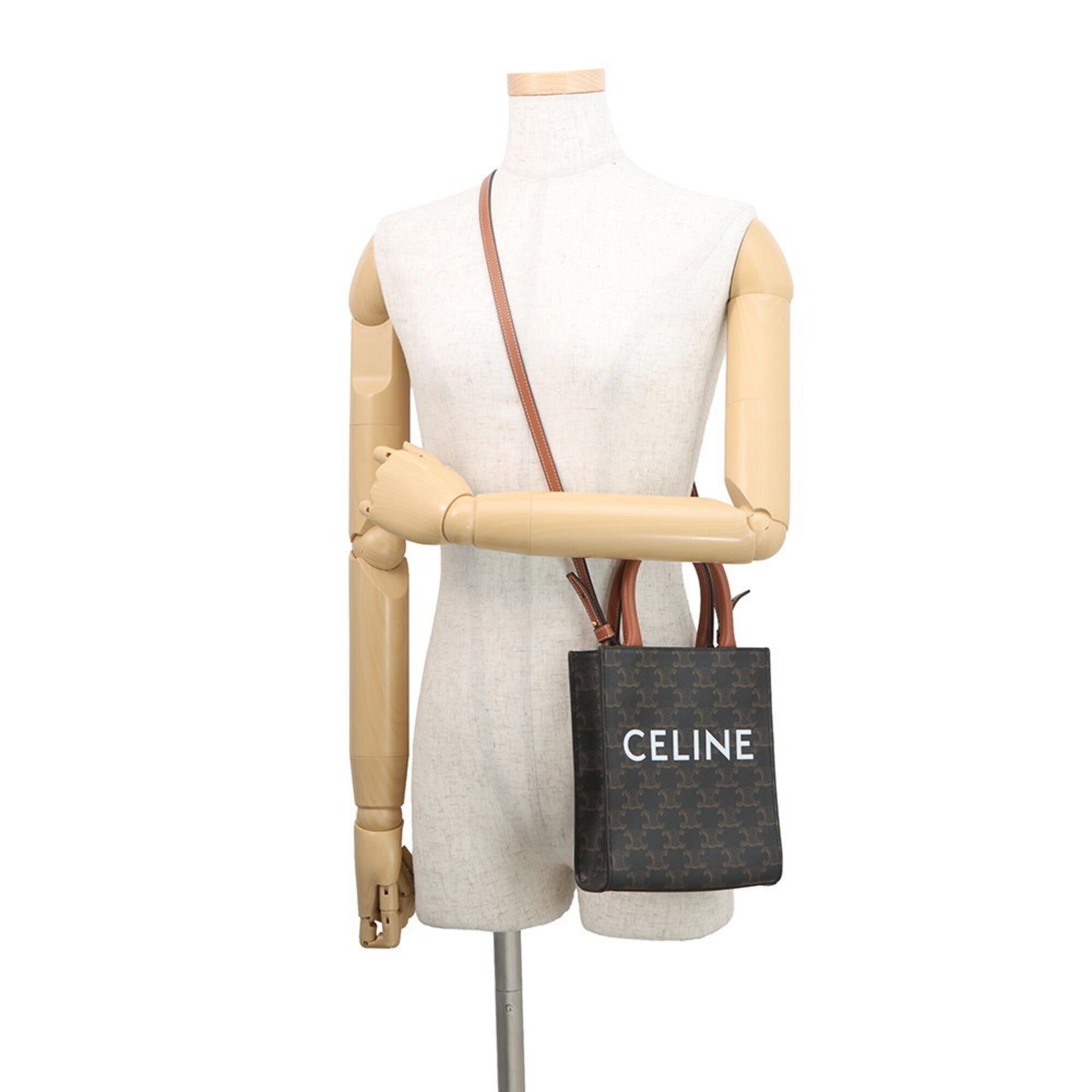Celine Brown Leather Pvc Handbag Shoulder Bag (Pre-Owned)