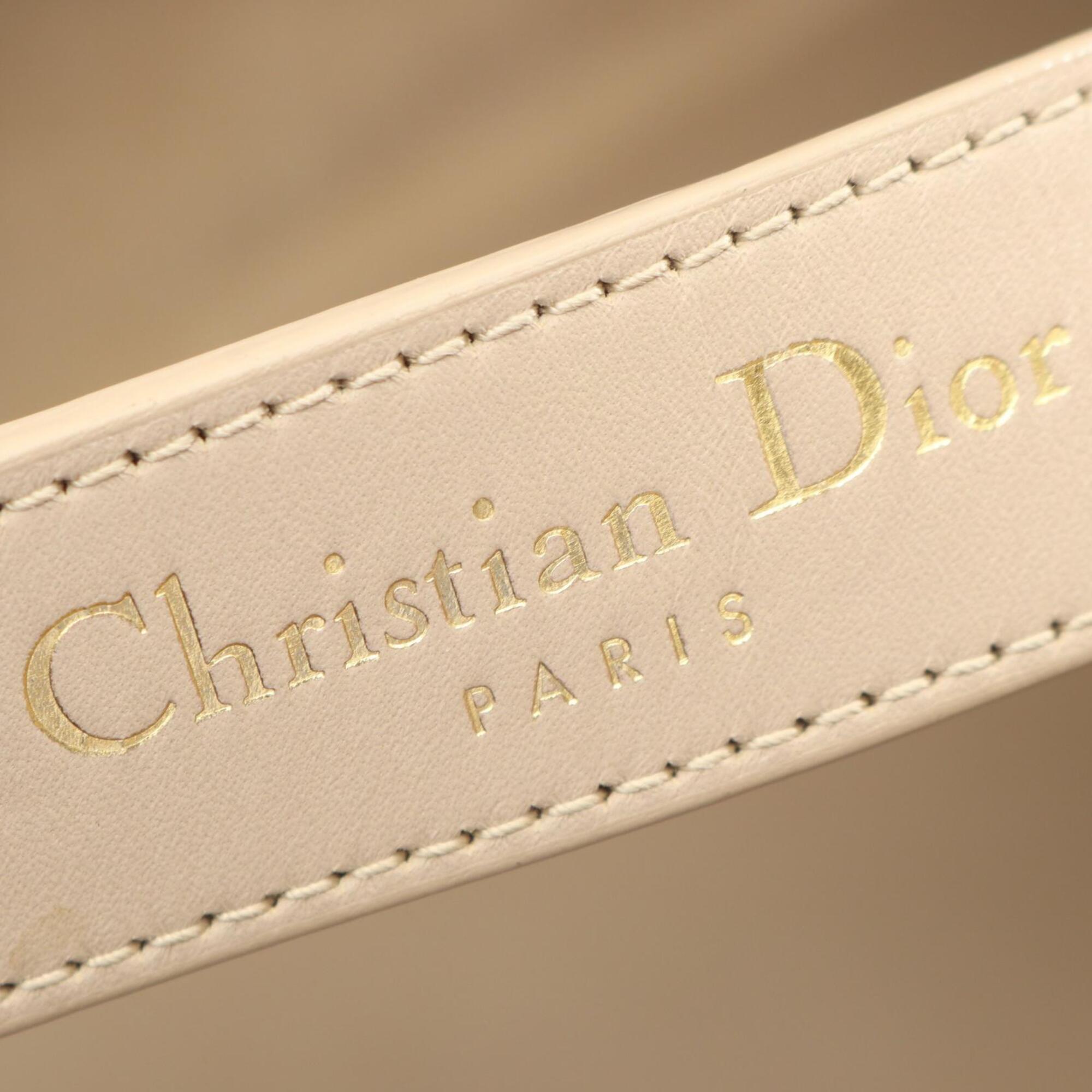 Christian Dior Beige Leather Handbag Pouch Tote Bag (Pre-Owned)