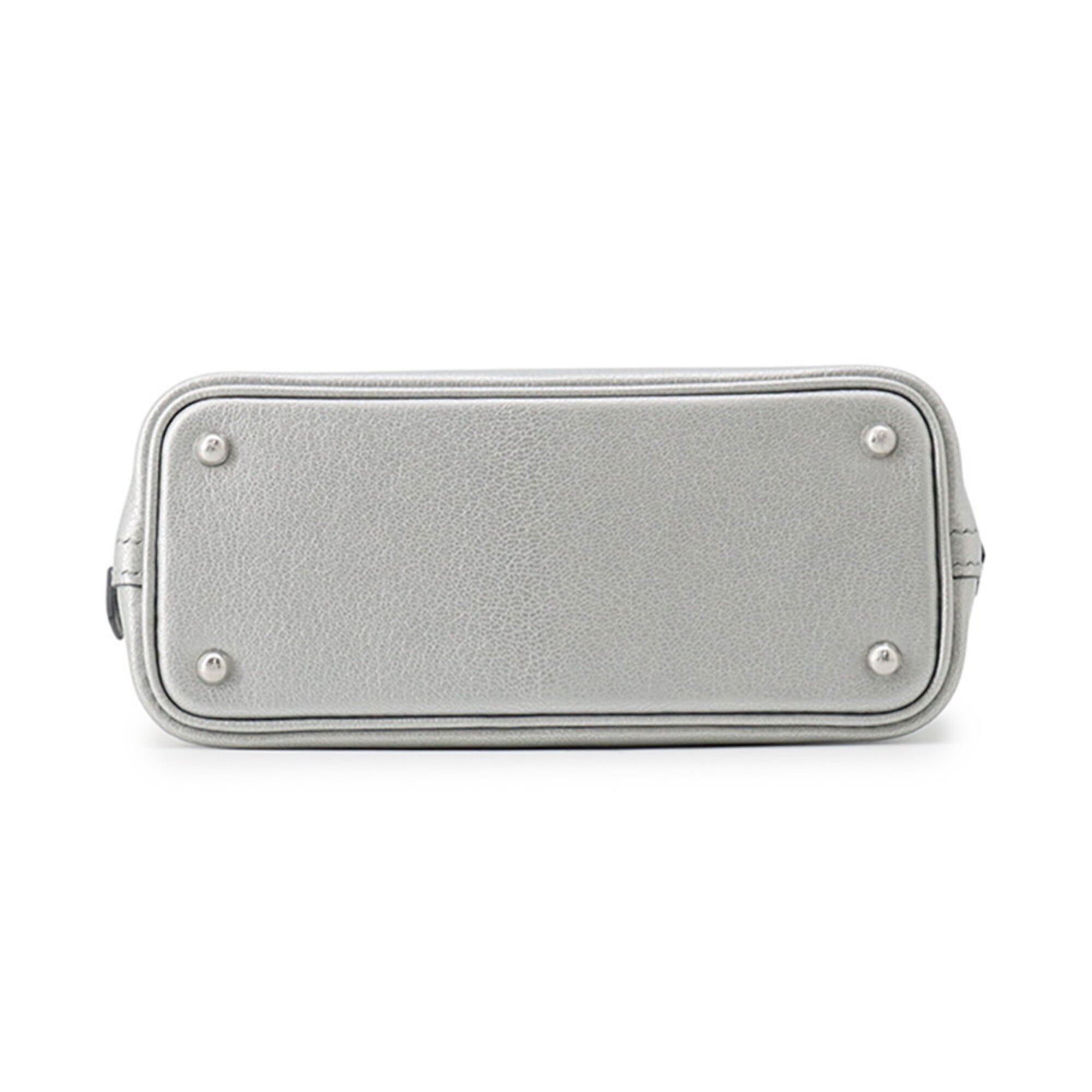 Hermes Bolide Argent Chevre Leather Handbag (Pre-Owned)