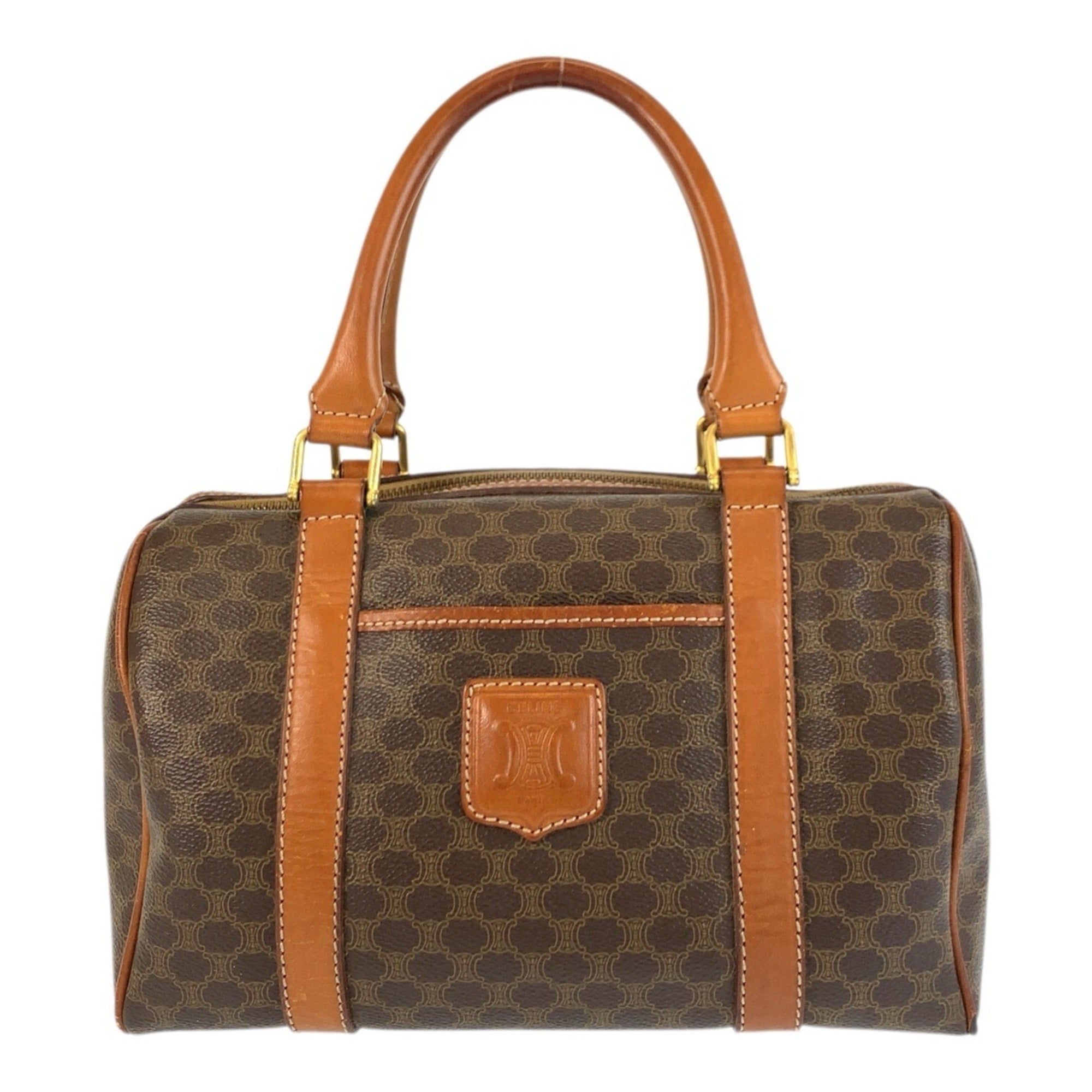 Celine Brown Pvc Leather Boston Bag Handbag (Pre-Owned)
