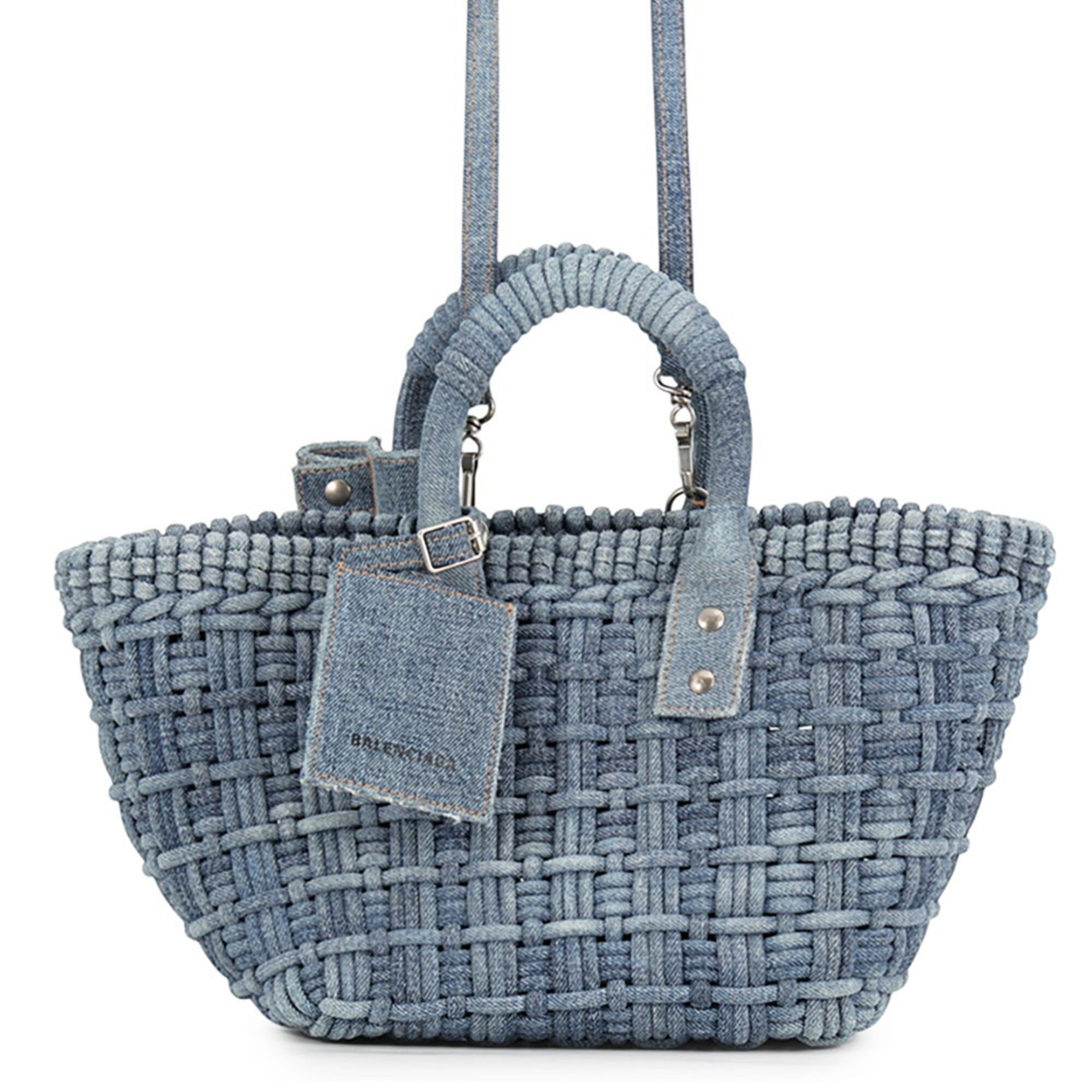Balenciaga Blue Denim Basket Handbag Shoulder Bag (Pre-Owned)