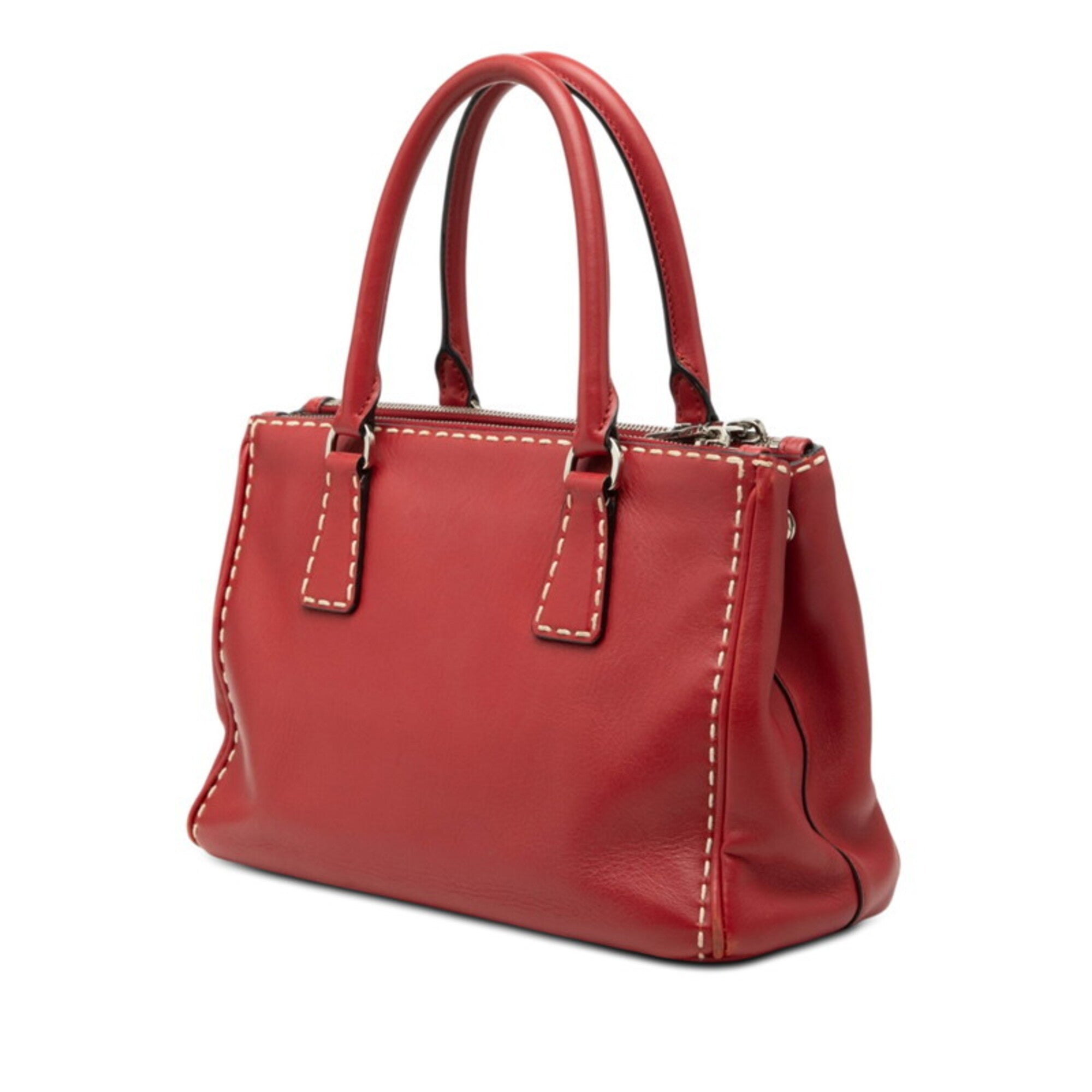 Prada Red Color Leather Handbag Shoulder Bag (Pre-Owned)