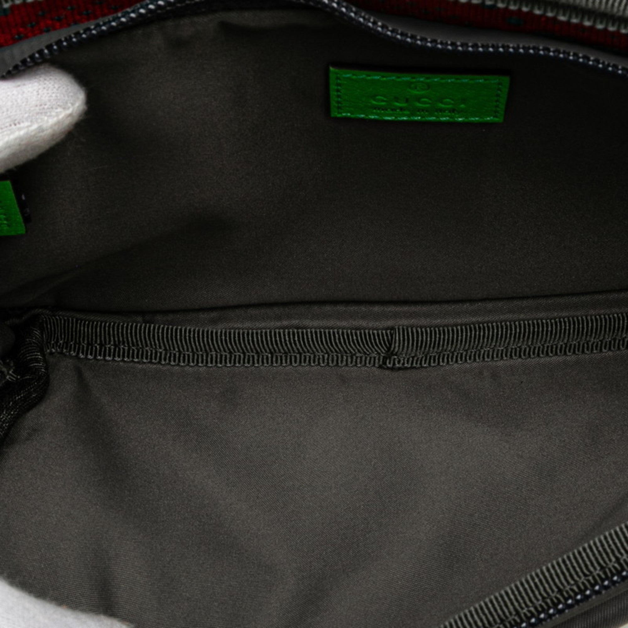 Gucci Gray Red Color Nylon Rubber Fanny Pack Sling Bag (Pre-Owned)