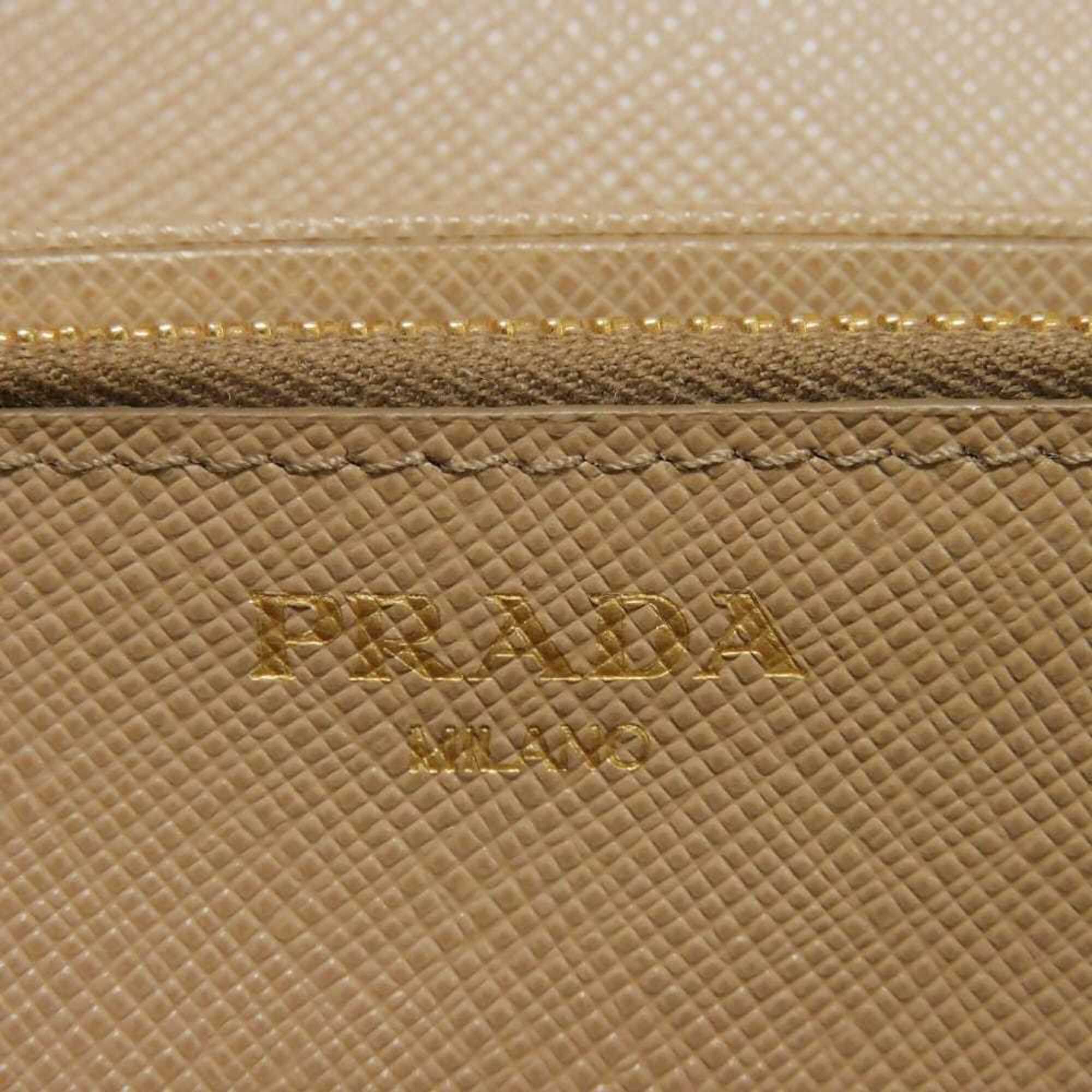 Prada Beige Saffiano Lux Long Wallet (Bi-Fold) (Pre-Owned)