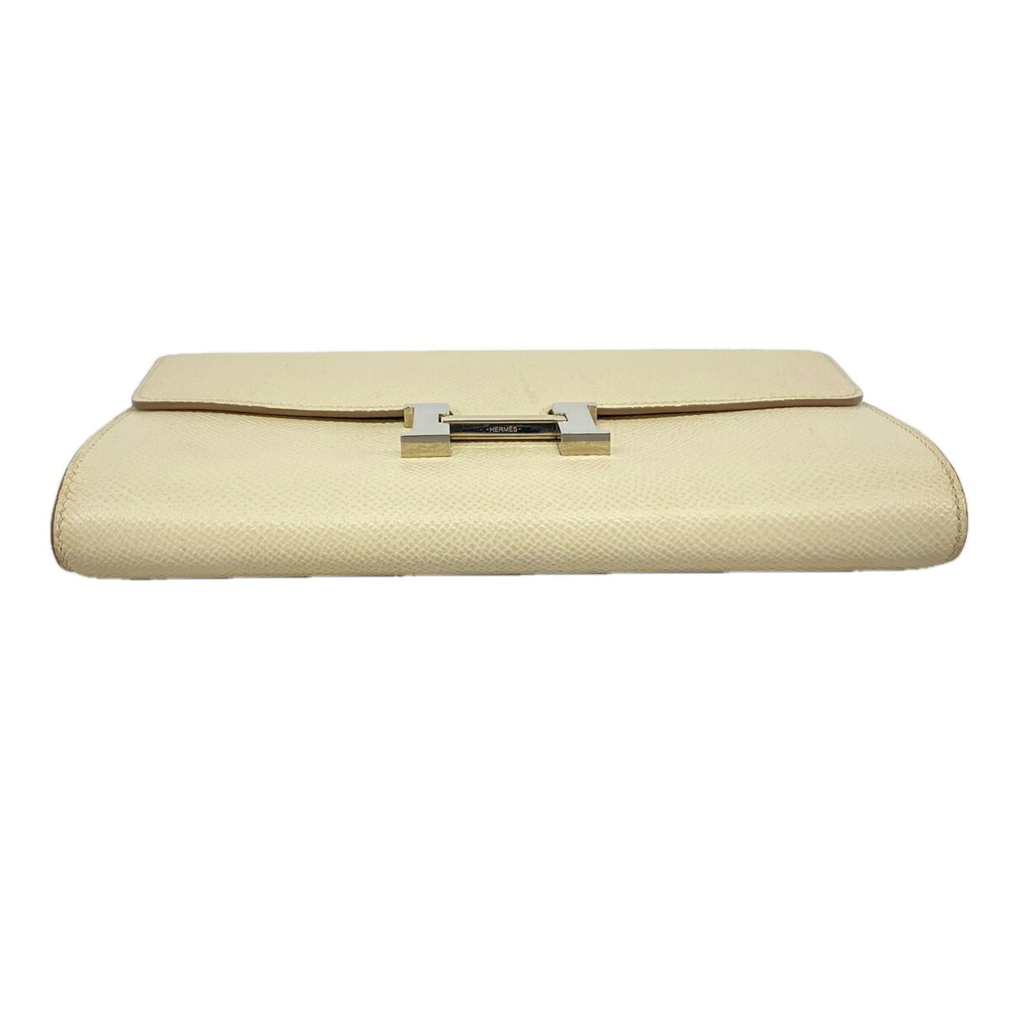 Hermes White Leather Chain/Shoulder Wallet (Pre-Owned)