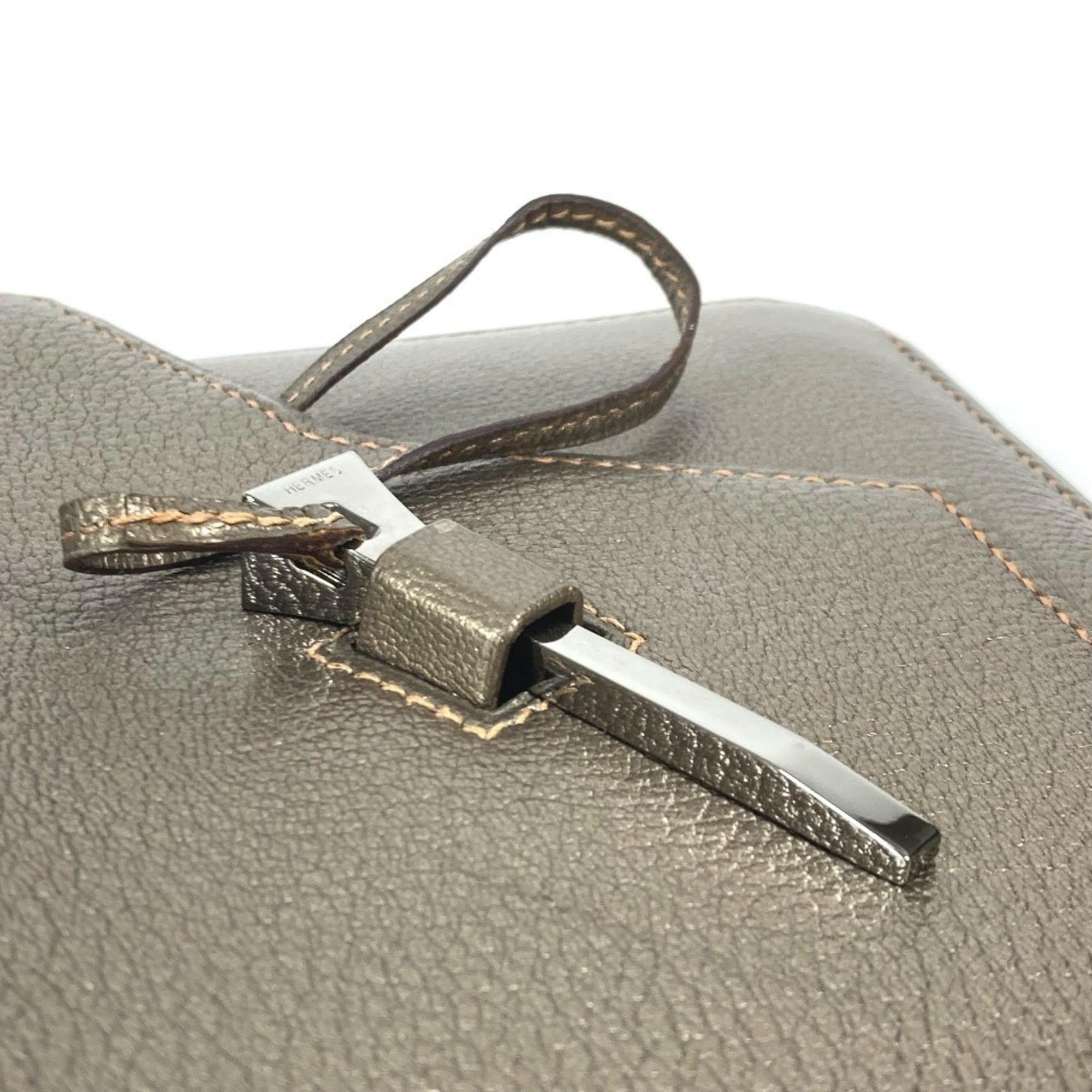 Hermes Gold Chevre Leather Handbag Pouch Shoulder Bag (Pre-Owned)
