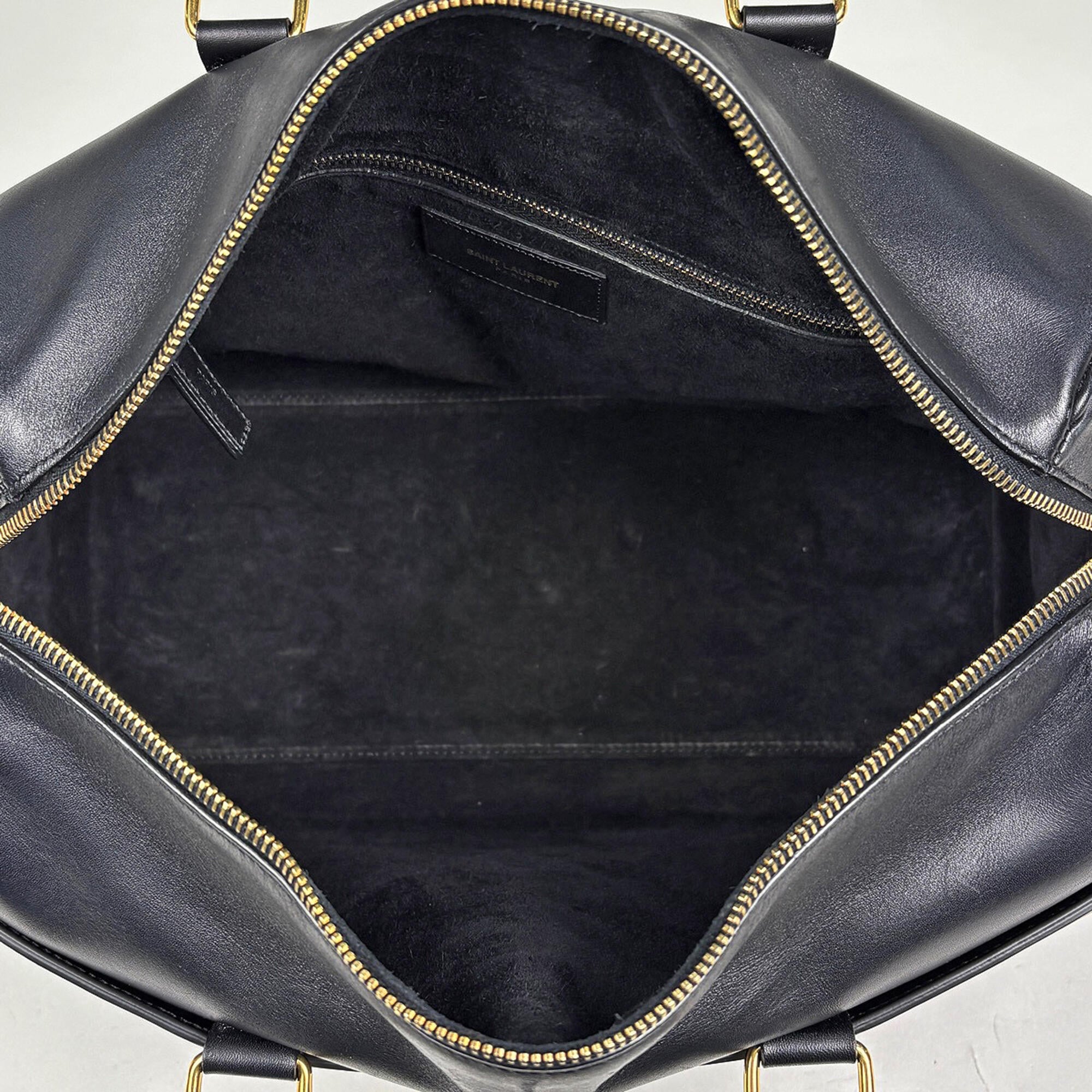Saint Laurent Black Leather Boston Bag Handbag Shoulder Bag (Pre-Owned)