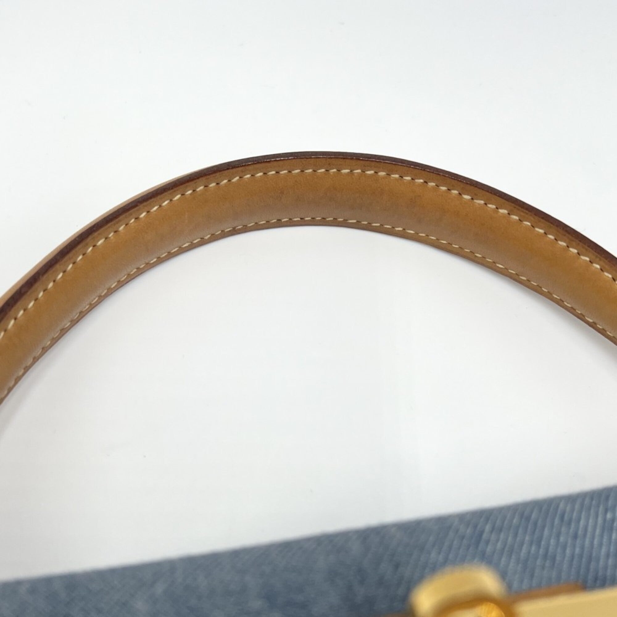 Hermes Black Brown Light Blue White Denim Handbag Shoulder Bag (Pre-Owned)
