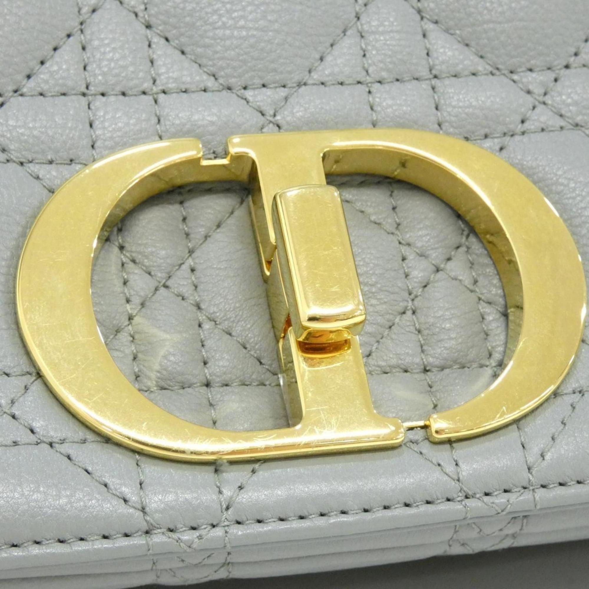 Christian Dior Gray Leather Shoulder Bag (Pre-Owned)