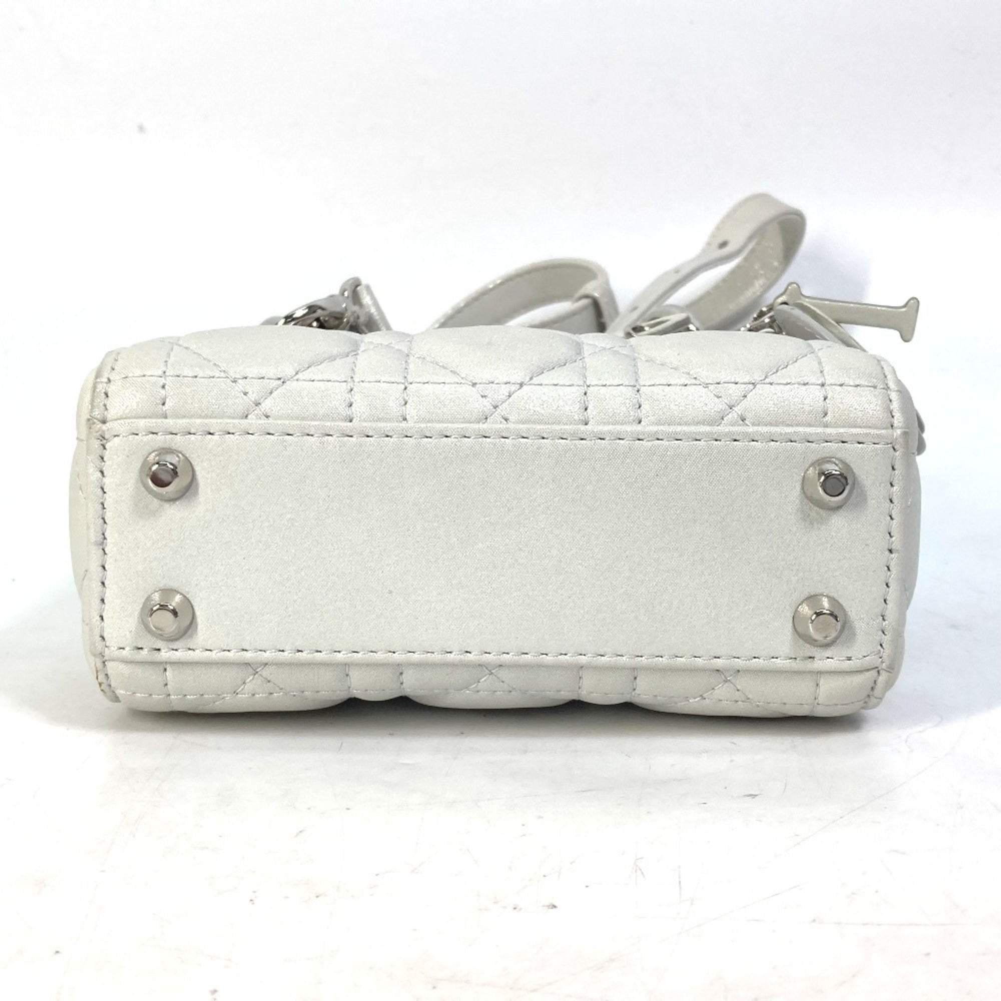 Christian Dior Lady Dior Metallic Gray Leather Handbag Shoulder Bag (Pre-Owned)