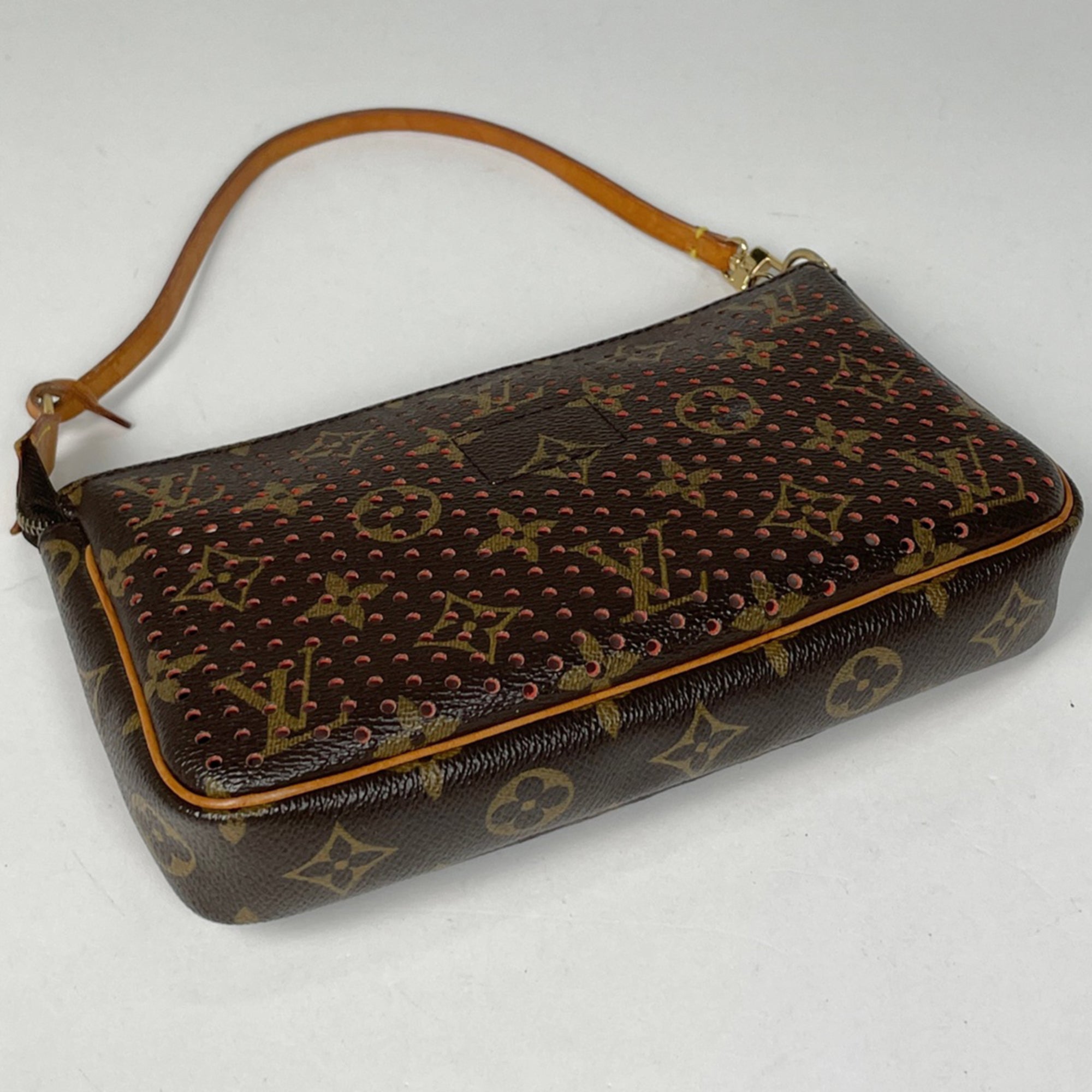 Louis Vuitton Monogram Perfo Lv Orange Orange Monogram Perforated Handbag Pochette (Pre-Owned)