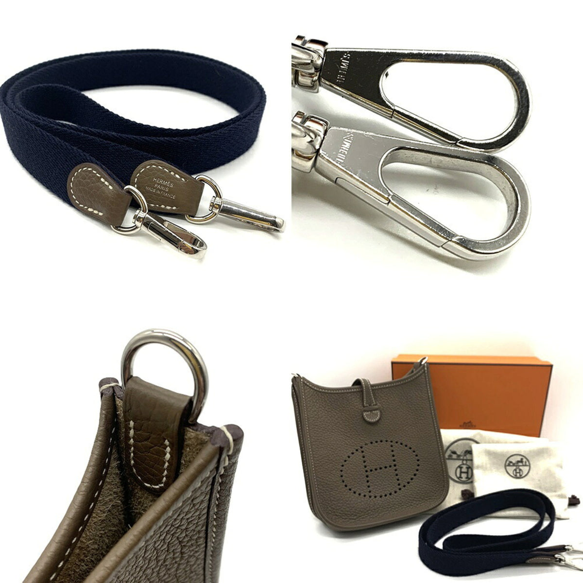 Hermes Evelyne Etoupe Gray Taurillon Clemence Leather Shoulder Bag (Pre-Owned)