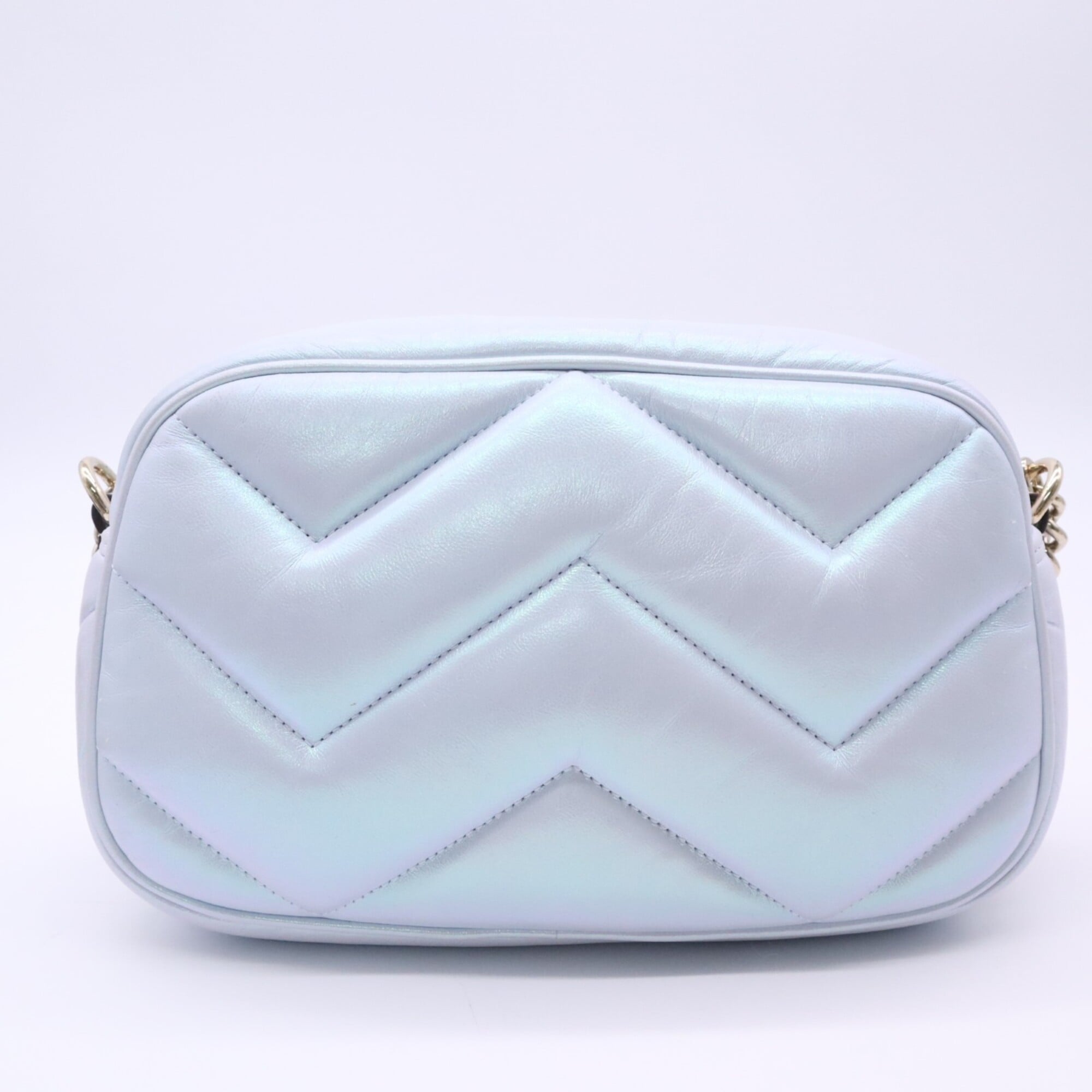 Gucci Gg Marmont Blue Leather Shoulder Bag (Pre-Owned)