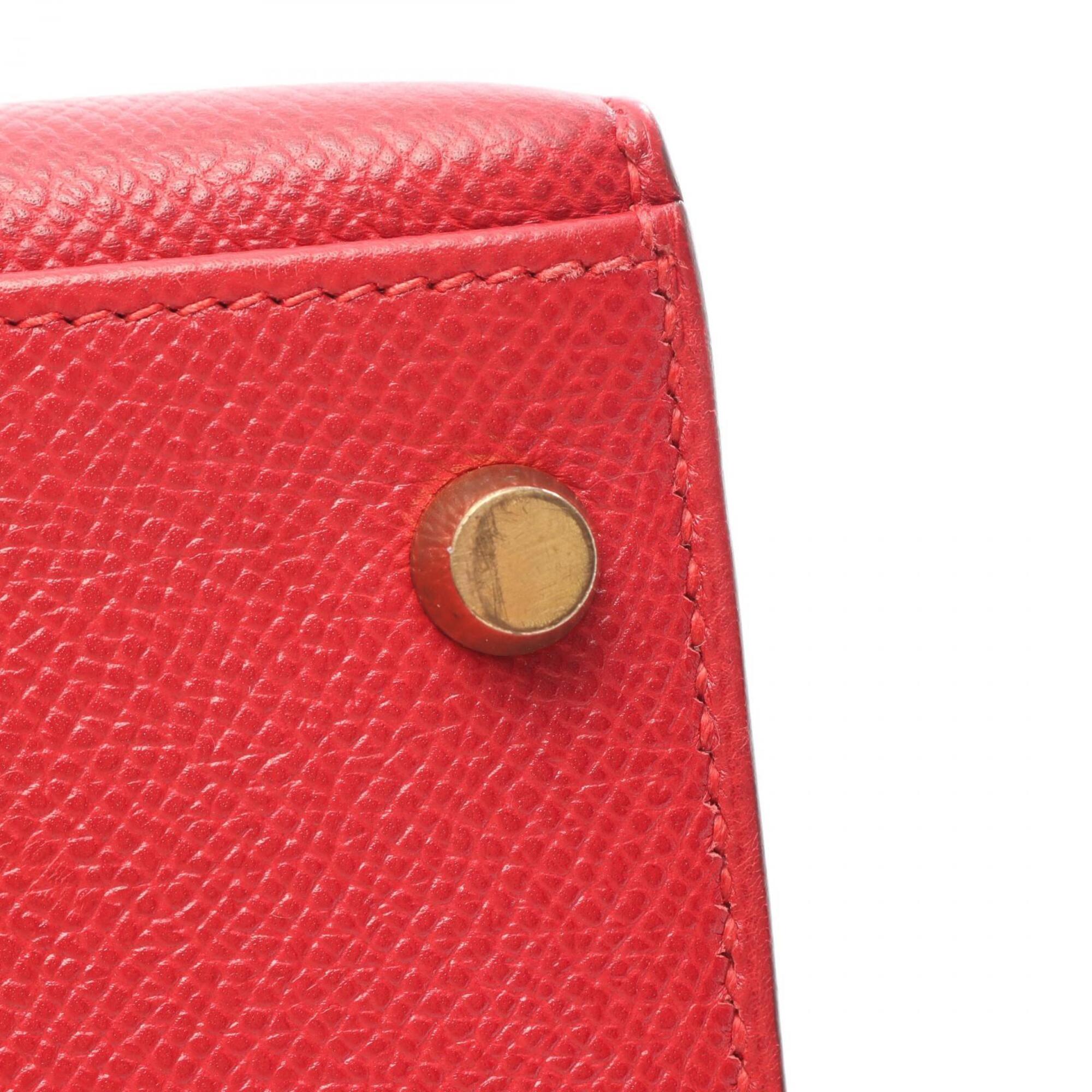 Hermes Red Color Rouge Vif Courchevel Leather Handbag (Pre-Owned)