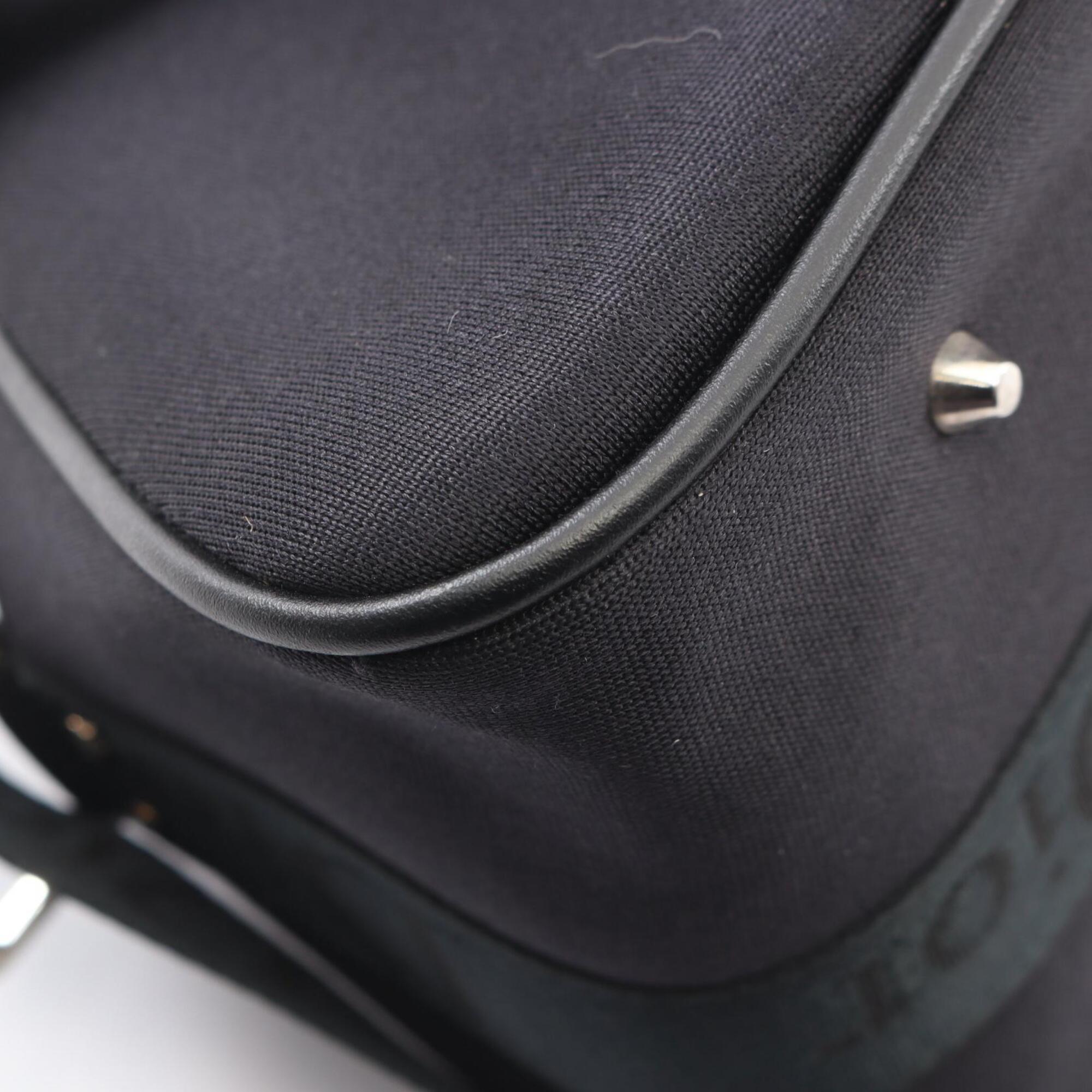 Christian Dior Black Leather Nylon Canvas Handbag (Pre-Owned)