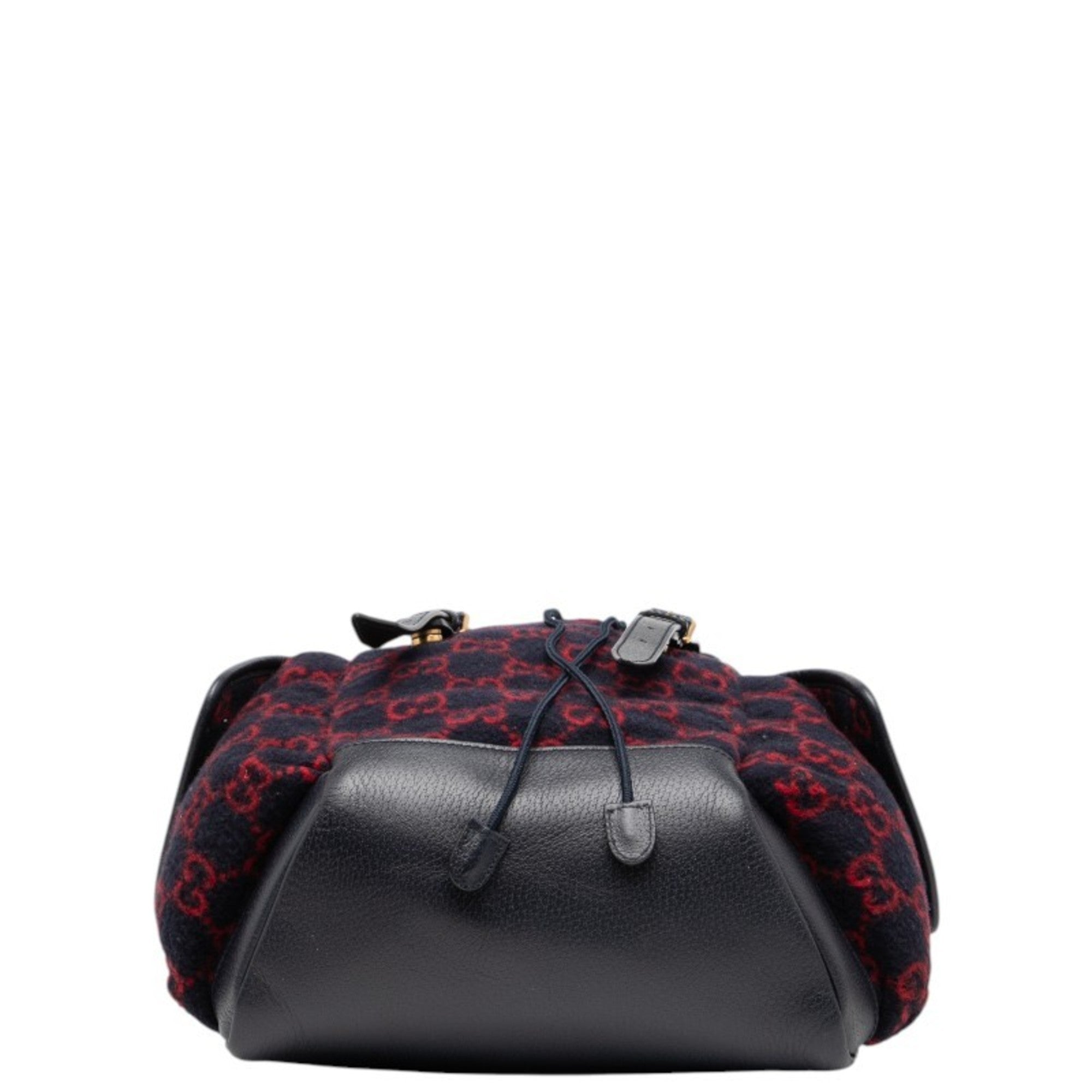 Gucci Navy Red Color Wool Leather Backpack (Pre-Owned)