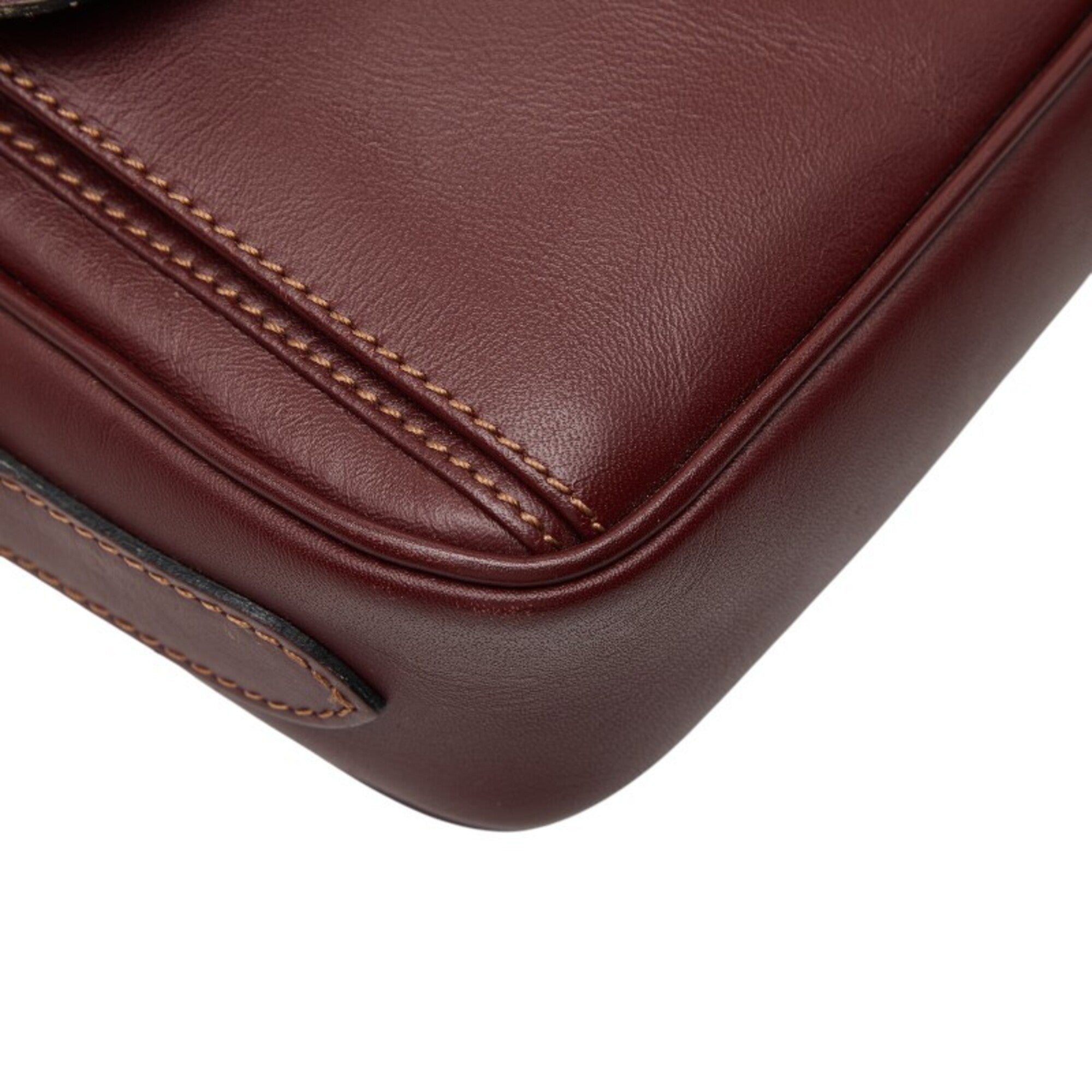 Cartier Must Bordeaux Wine Red Leather Shoulder Bag (Pre-Owned)