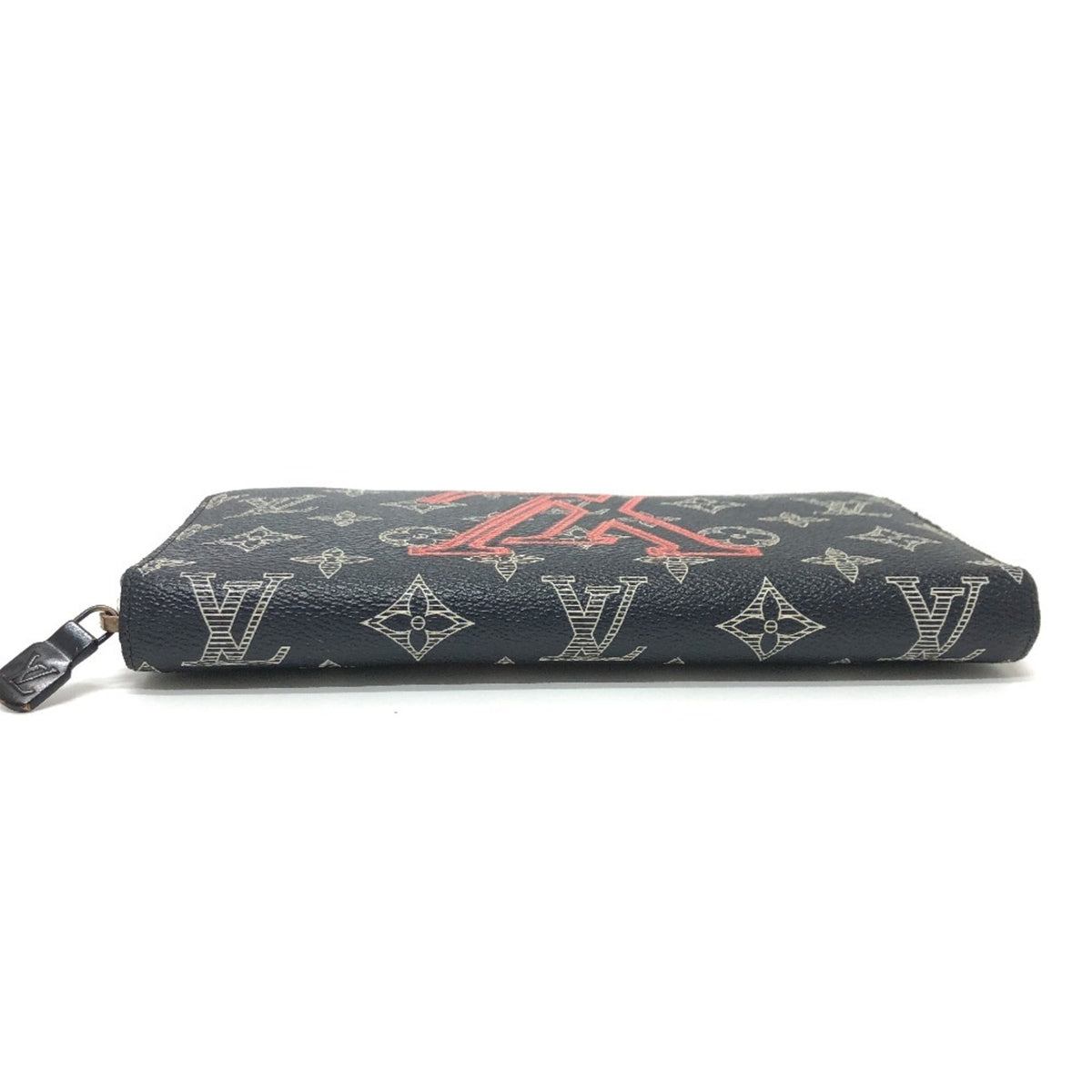 Louis Vuitton Black Navy Red Color Canvas Long Wallet (Bi-Fold) (Pre-Owned)