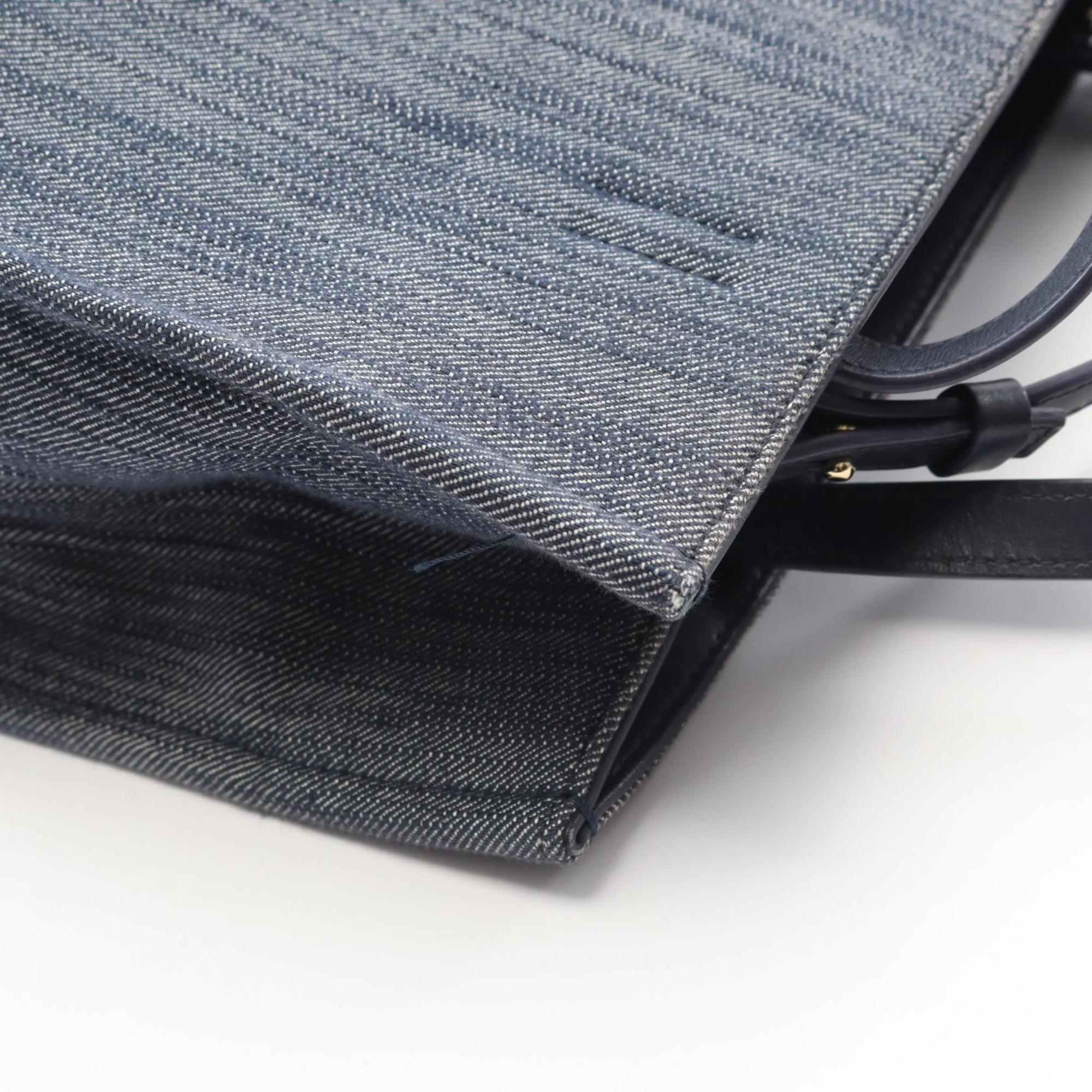 Salvatore Ferragamo Navy Denim Leather Handbag (Pre-Owned)