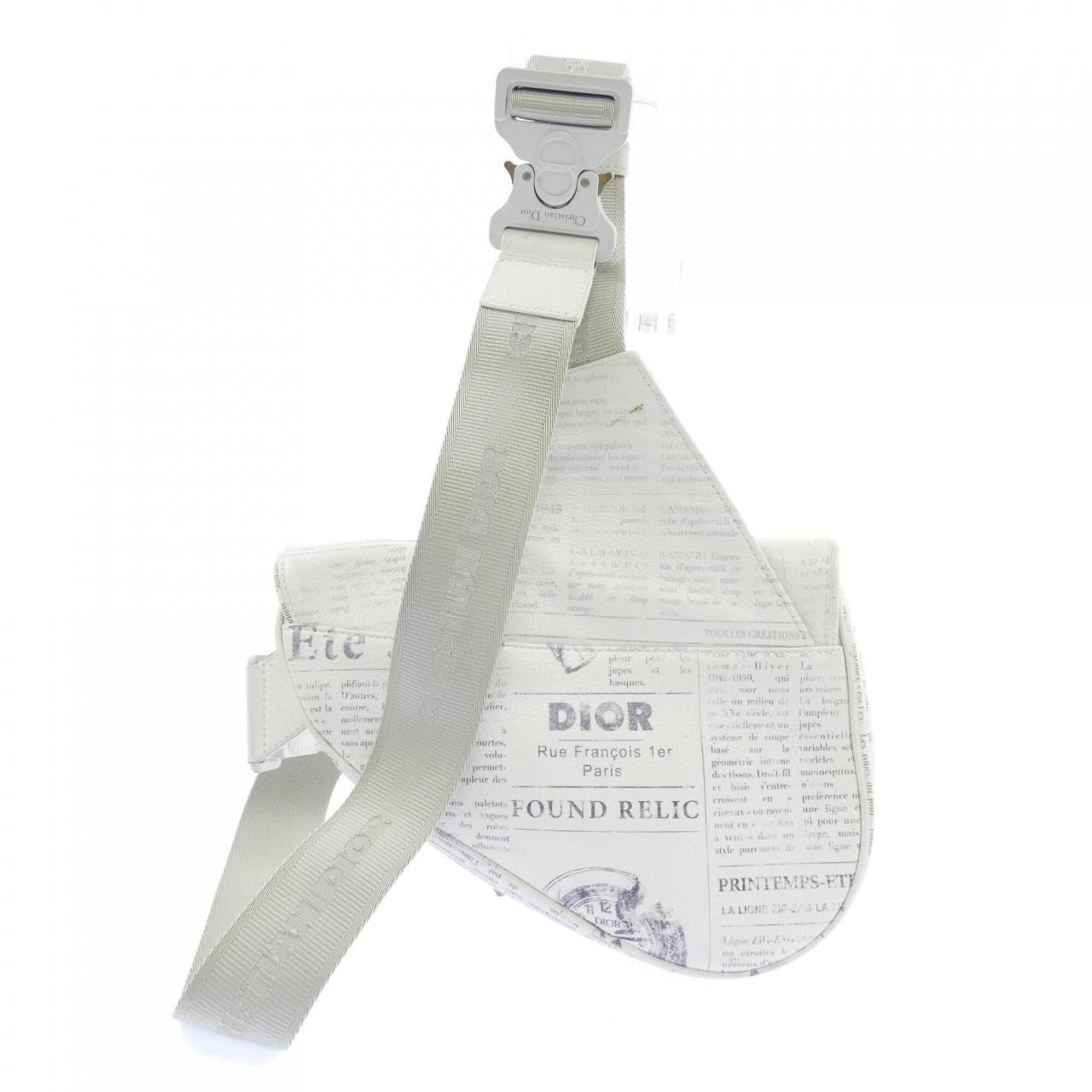 Christian Dior Gray White Handbag Saddle Bag (Pre-Owned)