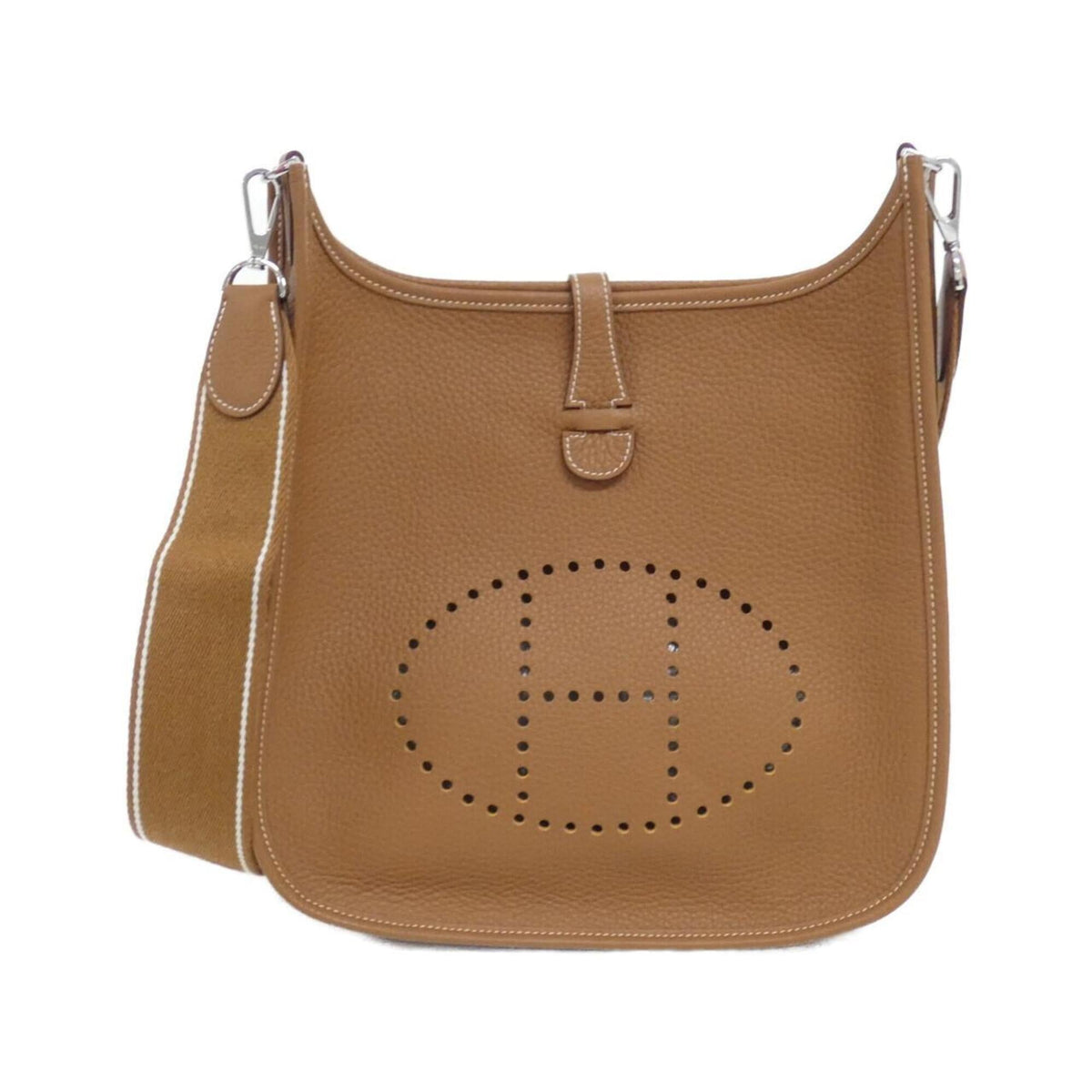 Hermes Brown Caramel Taurillon Clemence Leather Shoulder Bag (Pre-Owned)