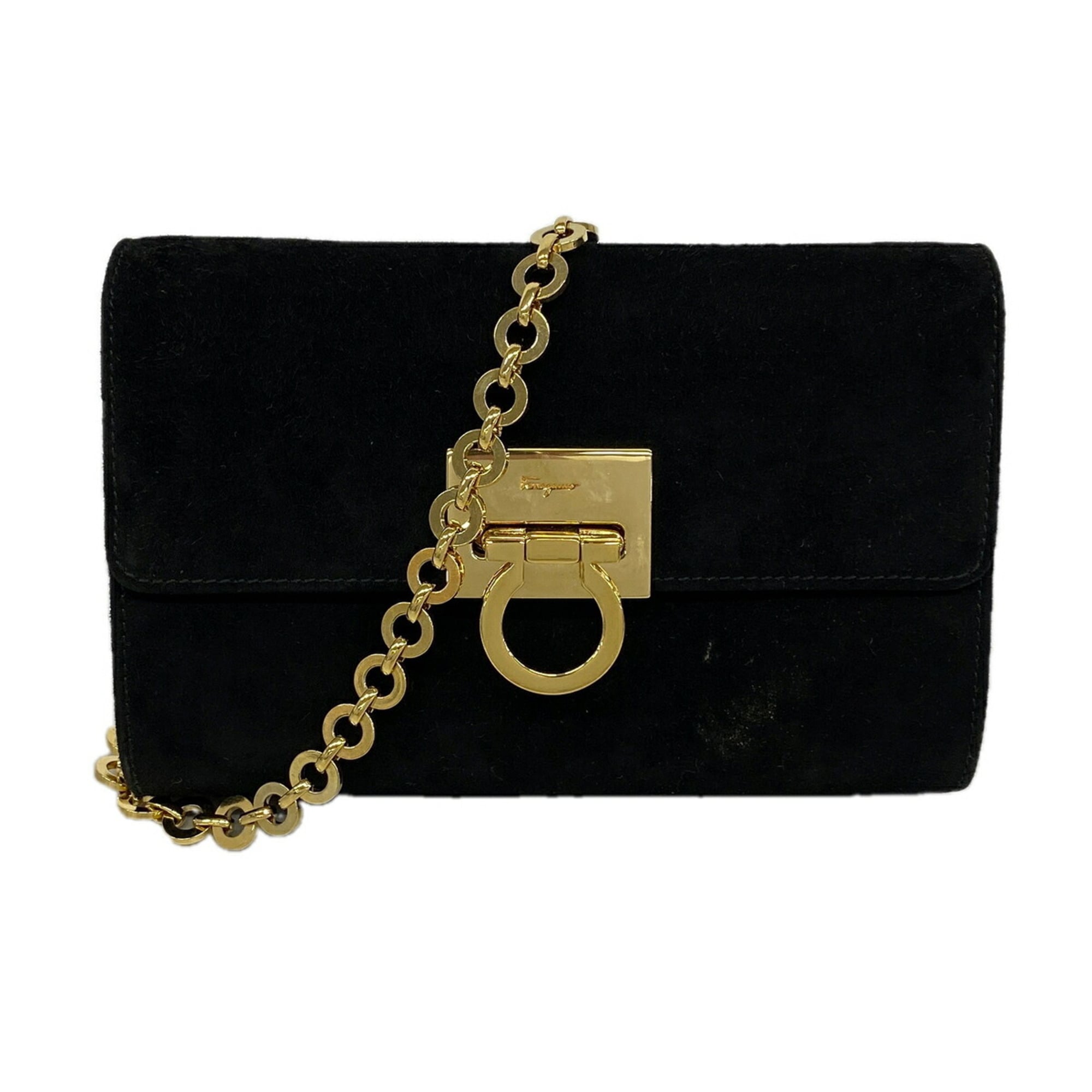 Salvatore Ferragamo Black Suede Shoulder Bag (Pre-Owned)