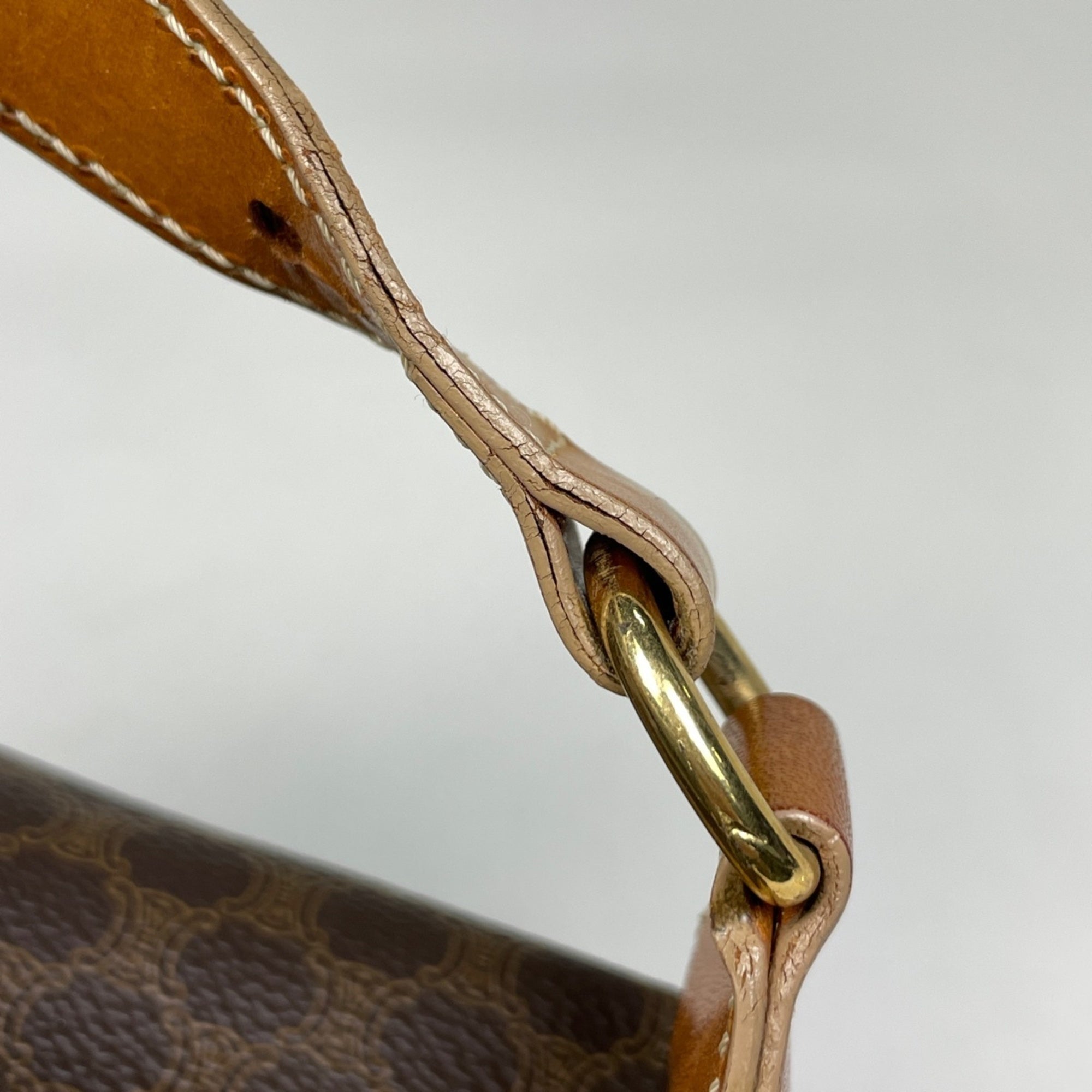 Celine Brown Coated Canvas Leather Handbag Pouch (Pre-Owned)