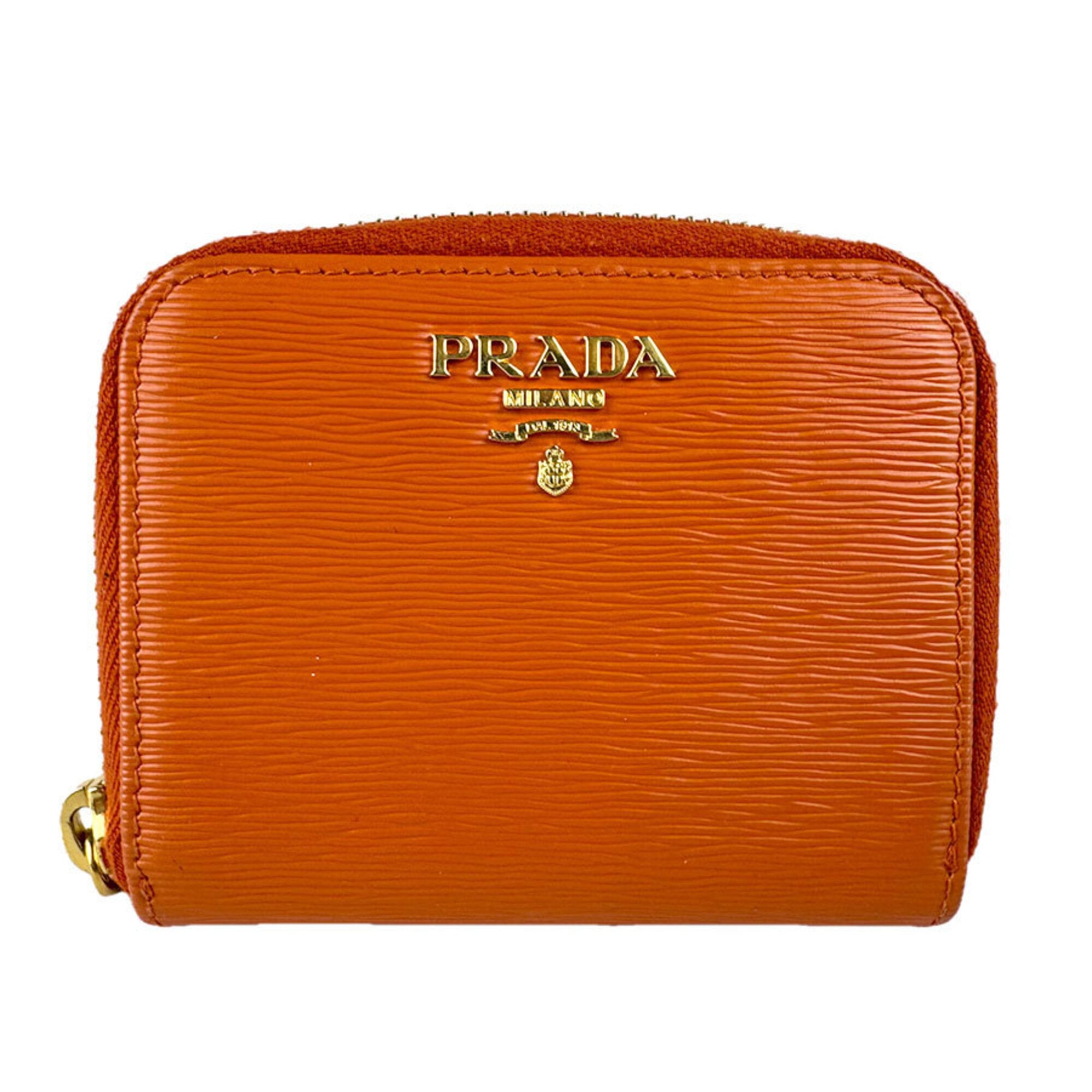 Prada Orange Leather Coin Purse/Coin Case (Pre-Owned)