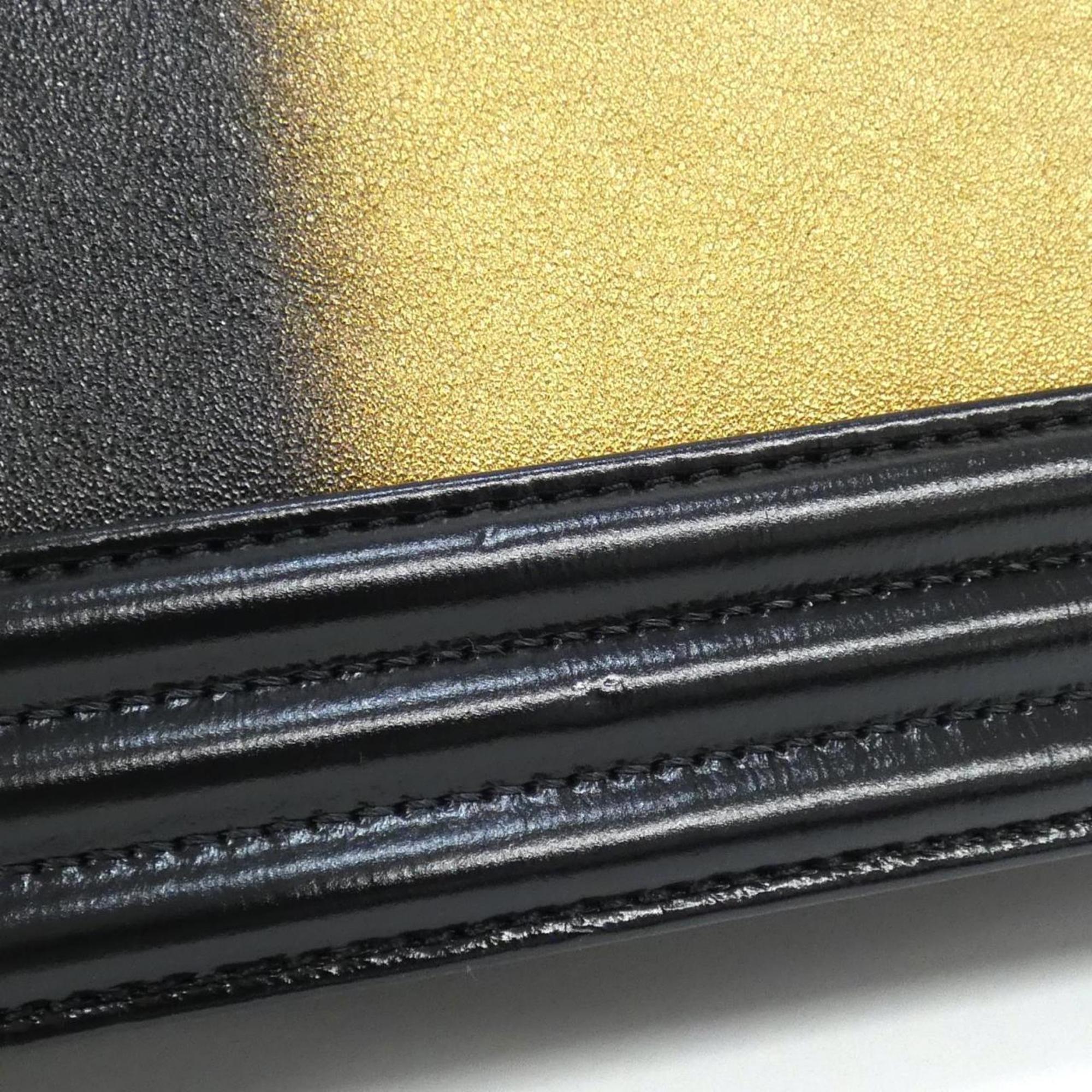 Chanel Black Gold Leather Shoulder Bag (Pre-Owned)