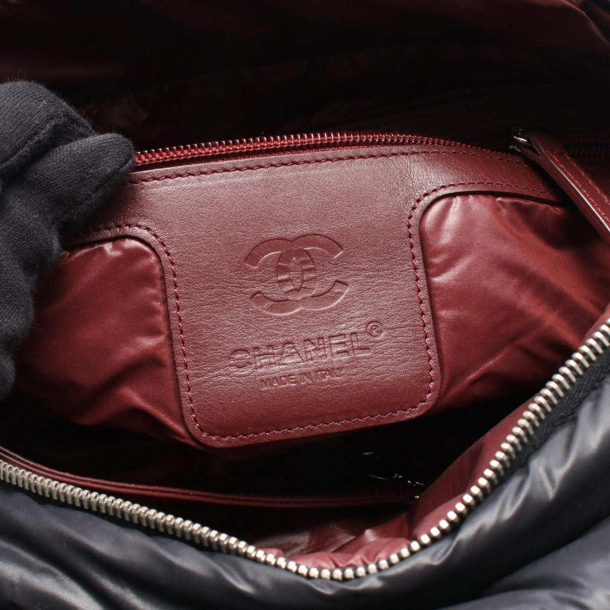 Chanel Black Nylon Leather Handbag (Pre-Owned)