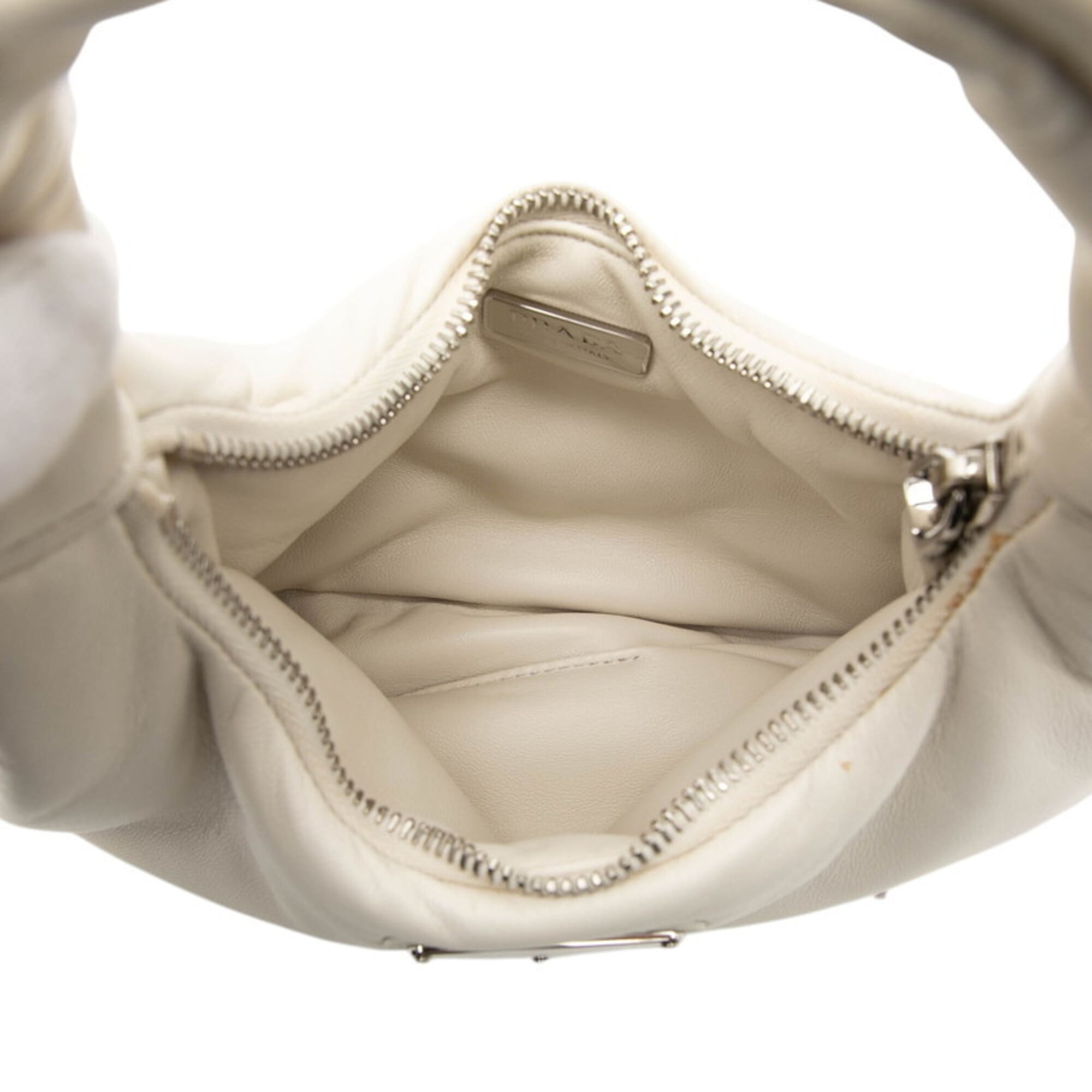Prada White Leather Handbag Shoulder Bag (Pre-Owned)