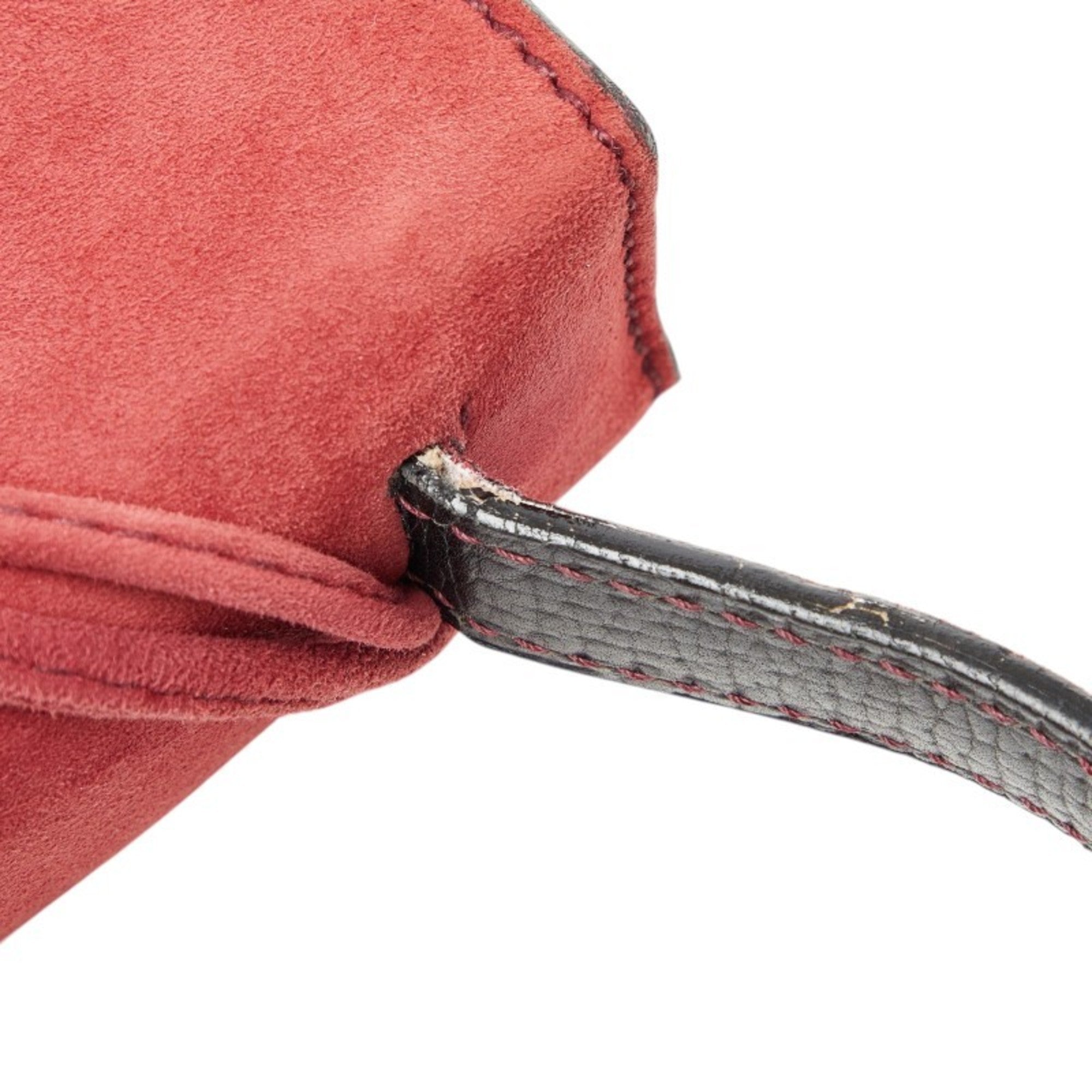Loewe Red Color Suede Handbag Shoulder Bag (Pre-Owned)