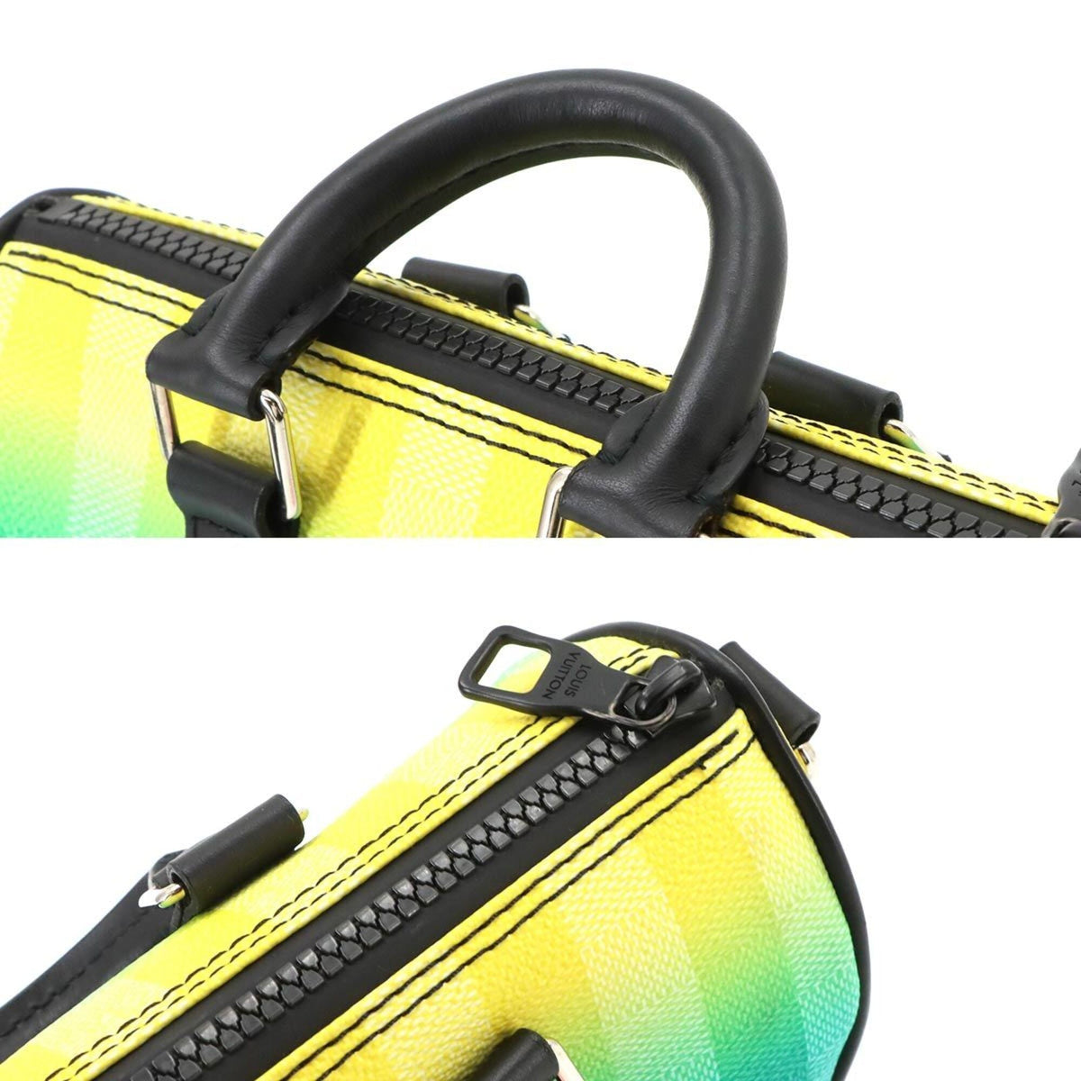 Louis Vuitton Black Green Yellow Canvas Leather Handbag (Pre-Owned)