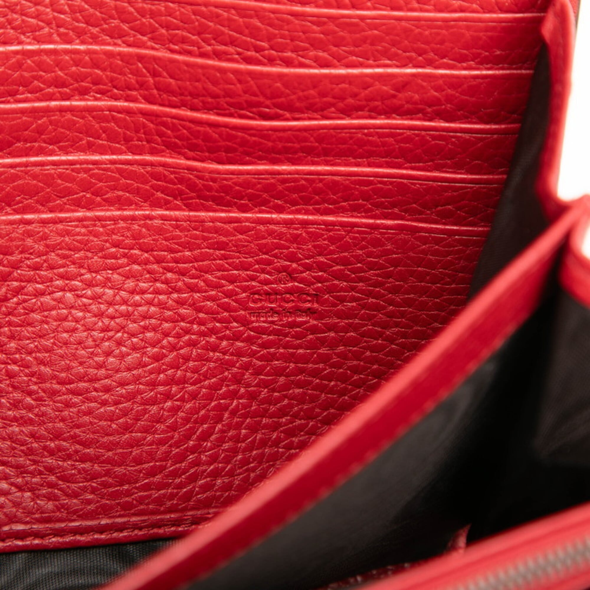 Gucci Red Color Leather Shoulder Bag (Pre-Owned)