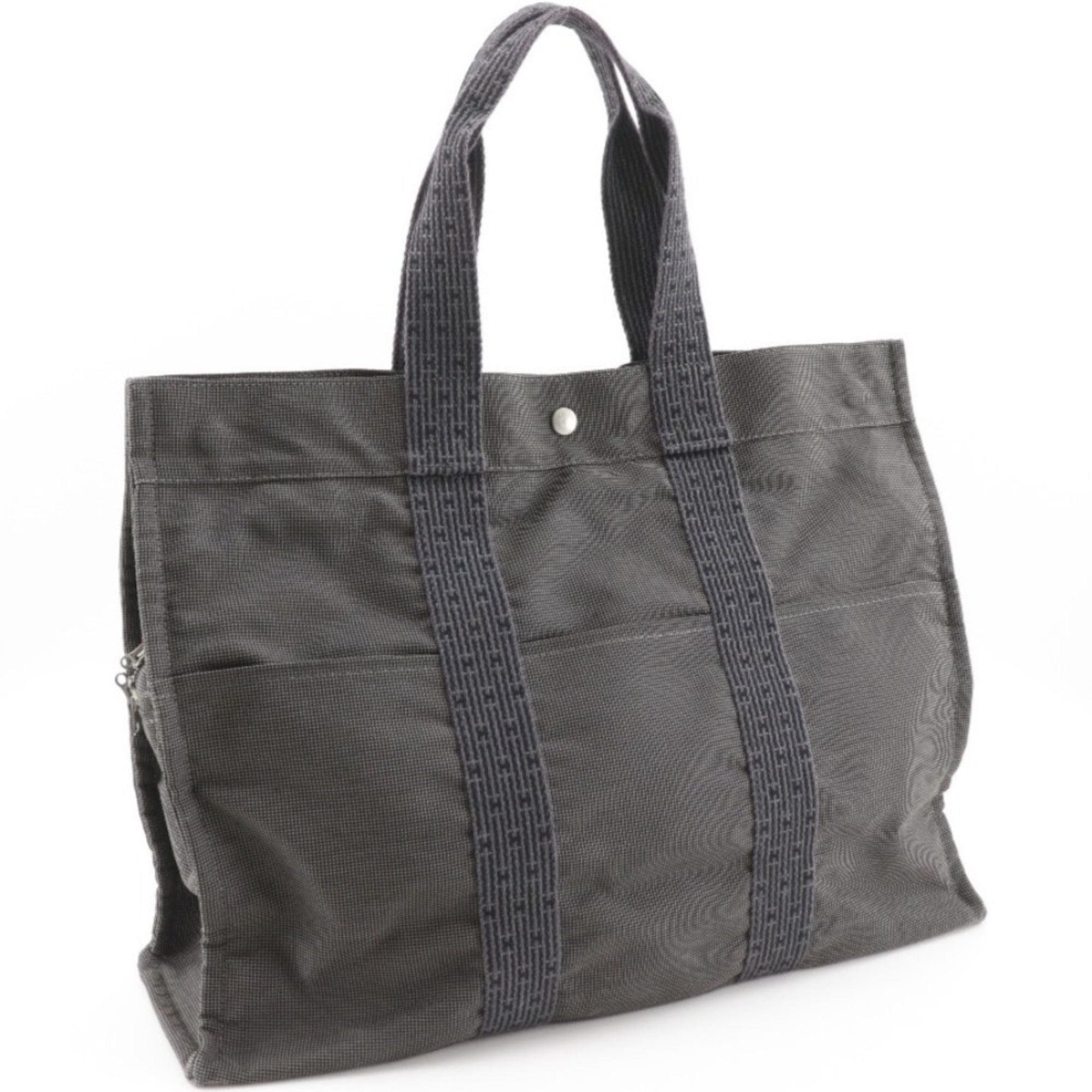 Hermes Gray Nylon Canvas Tote Bag (Pre-Owned)