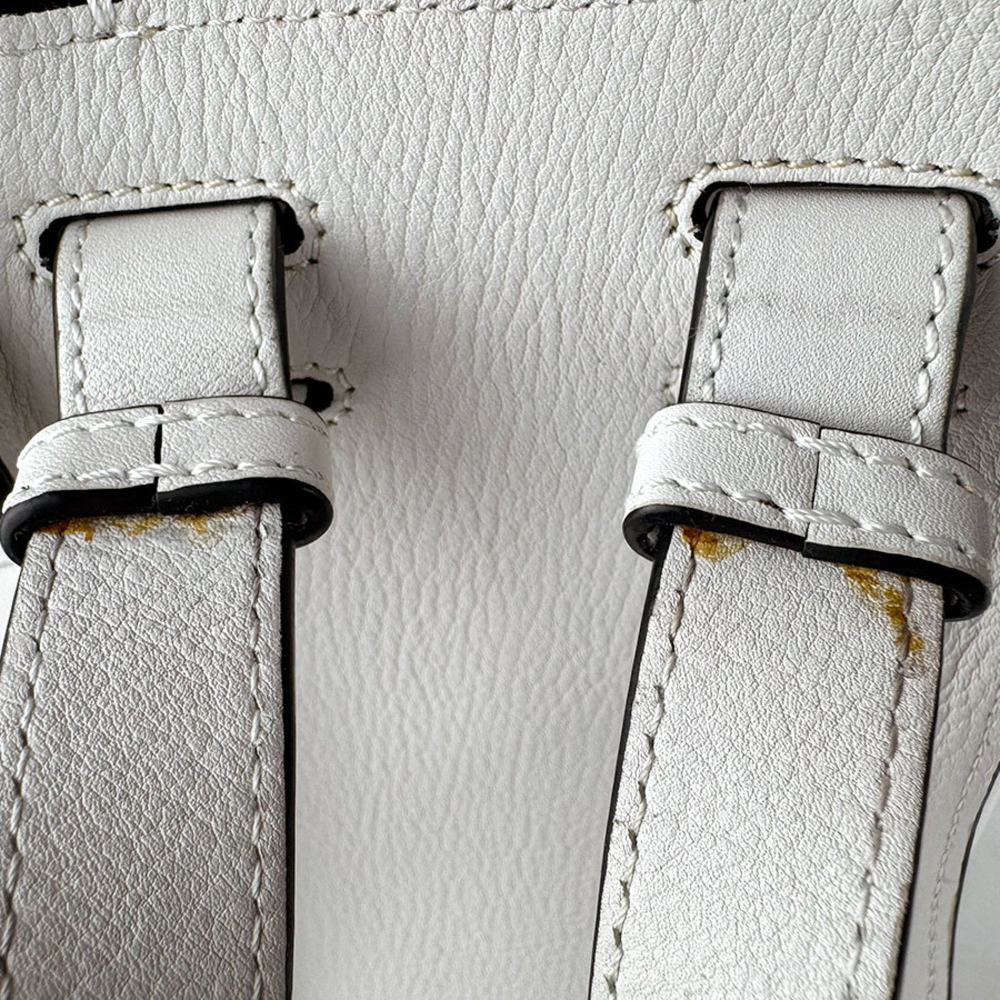 Loewe White Leather Handbag Shoulder Bag (Pre-Owned)