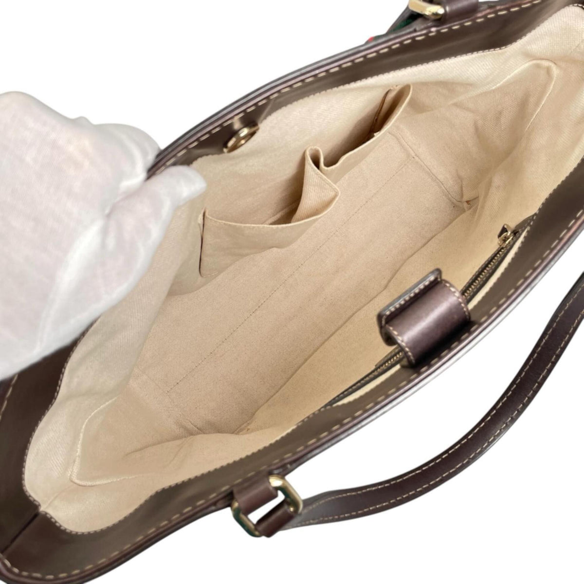 Gucci Gg Canvas Beige Gg Canvas Handbag Tote Bag (Pre-Owned)